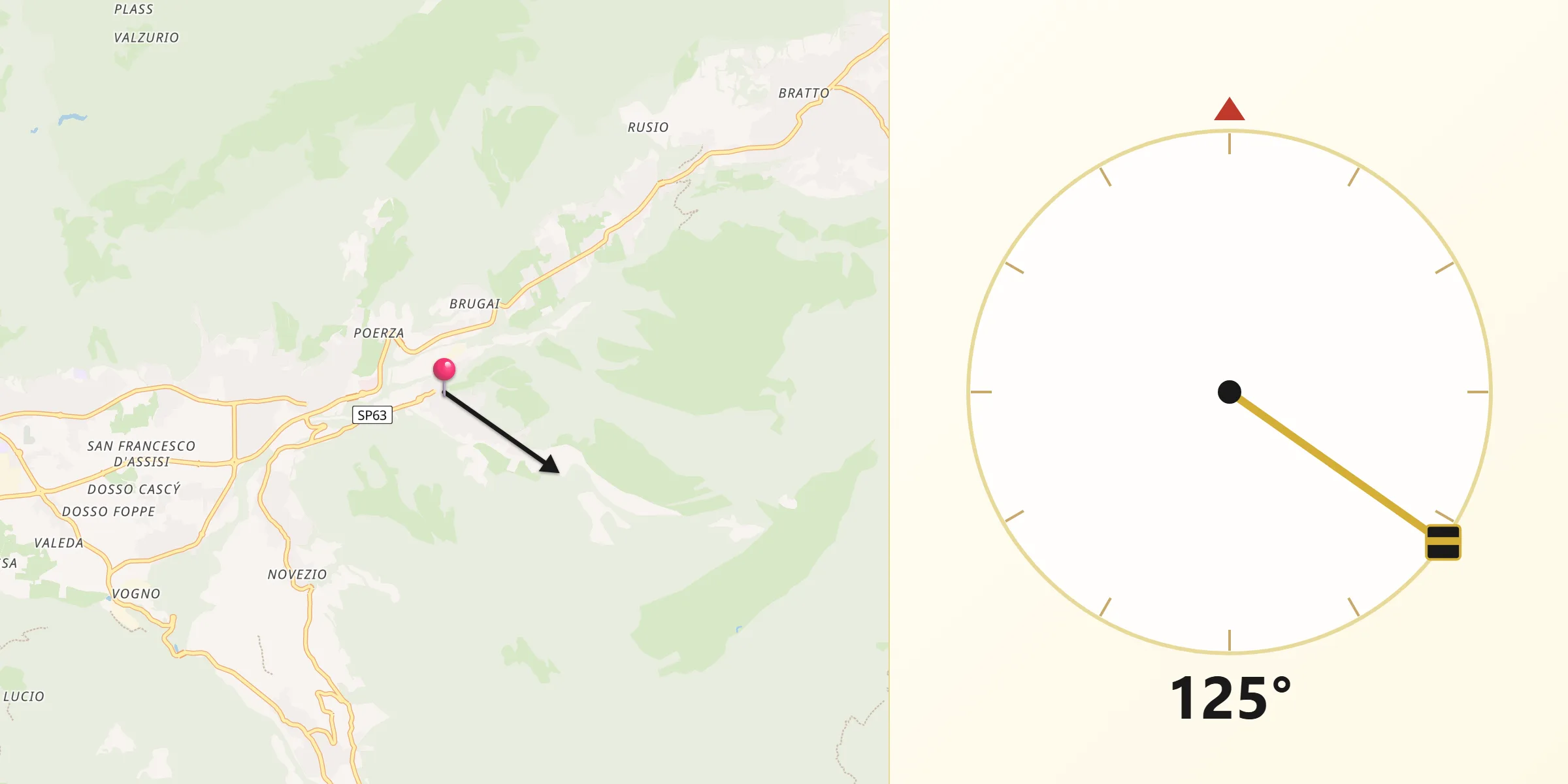 Direzione della Qibla da Onore