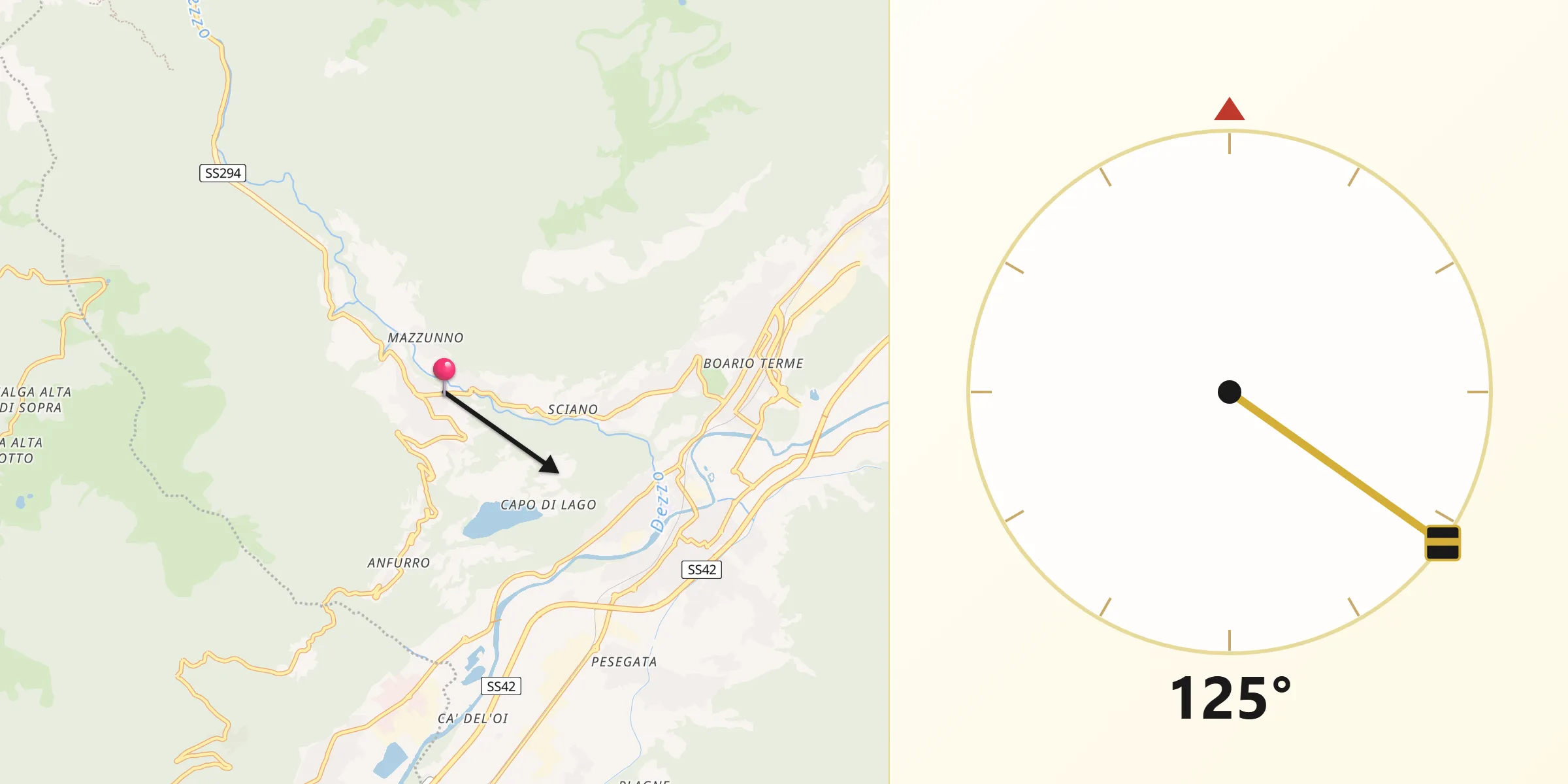 Direzione della Qibla da Angolo Terme