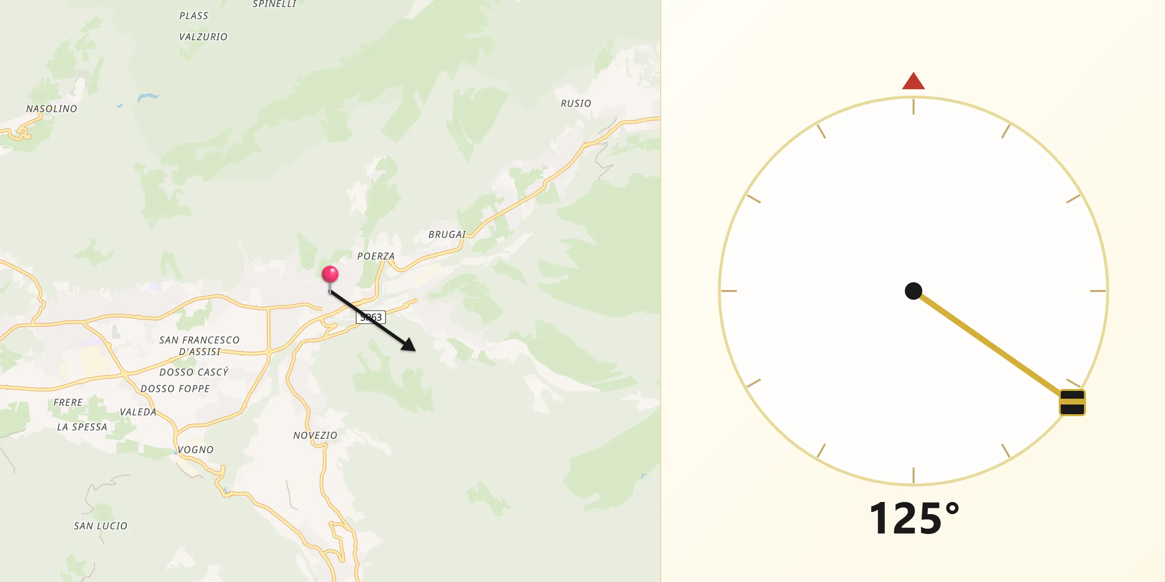 Direzione della Qibla da Fino del Monte