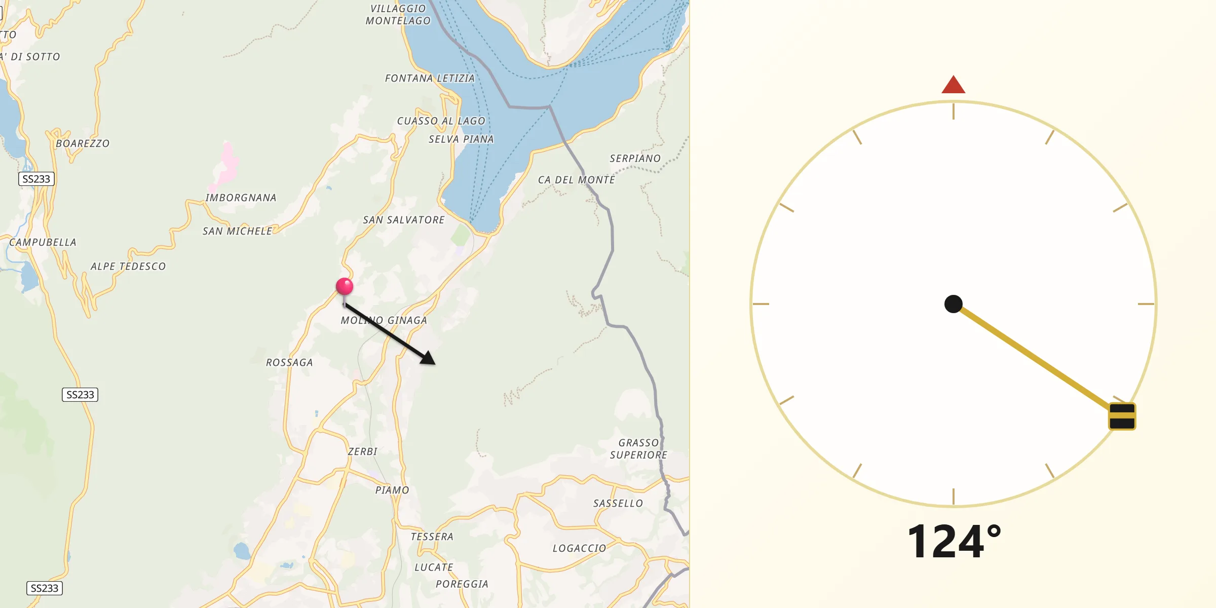Direzione della Qibla da Cuasso al Piano