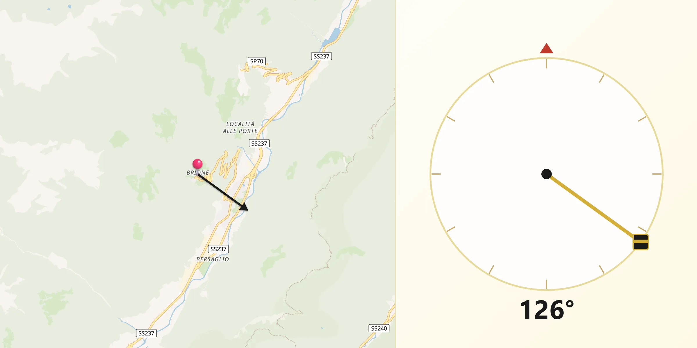 Direzione della Qibla da Brione