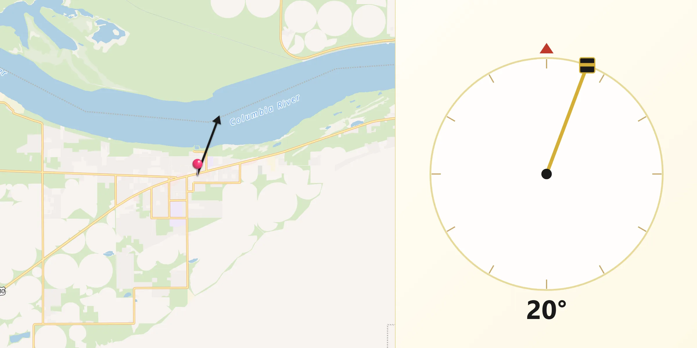 Qibla Direction from Irrigon