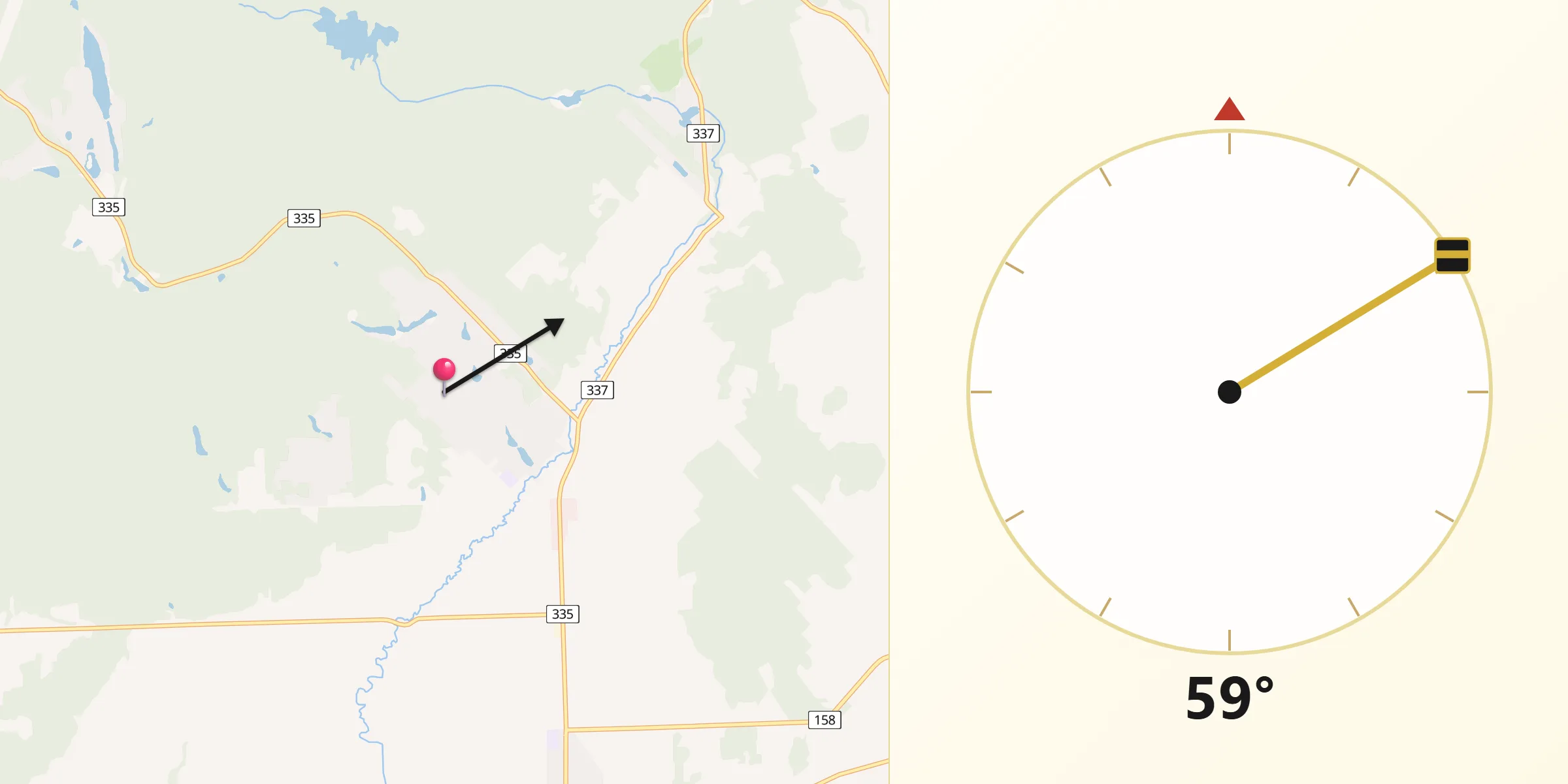 Qibla Direction from Lac-Lapierre