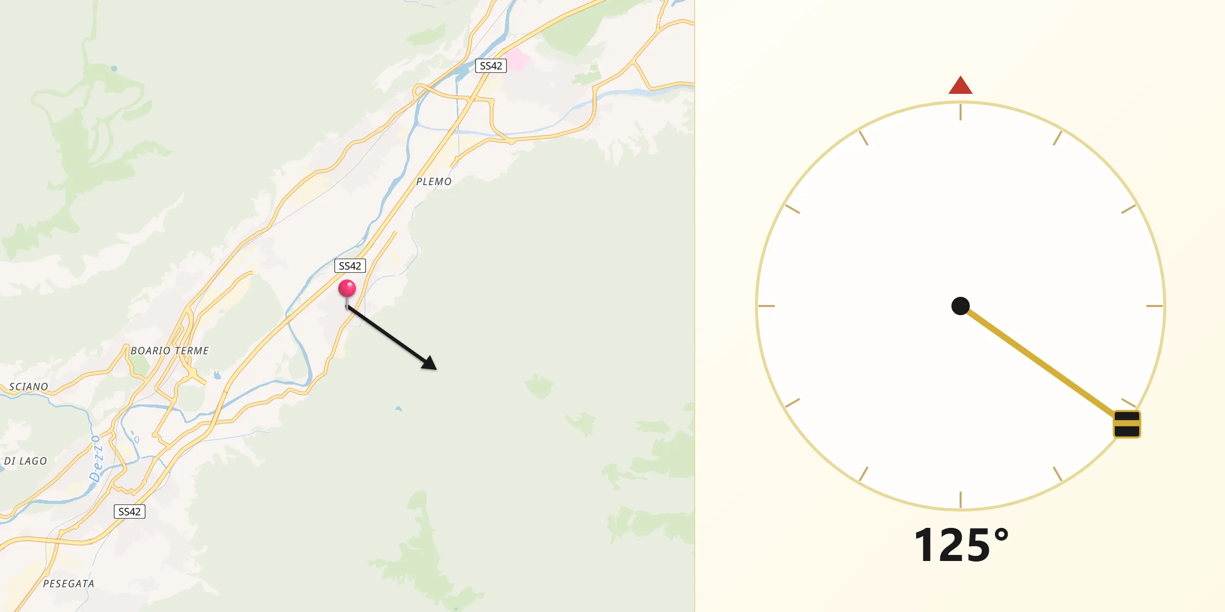 Direzione della Qibla da Sacca