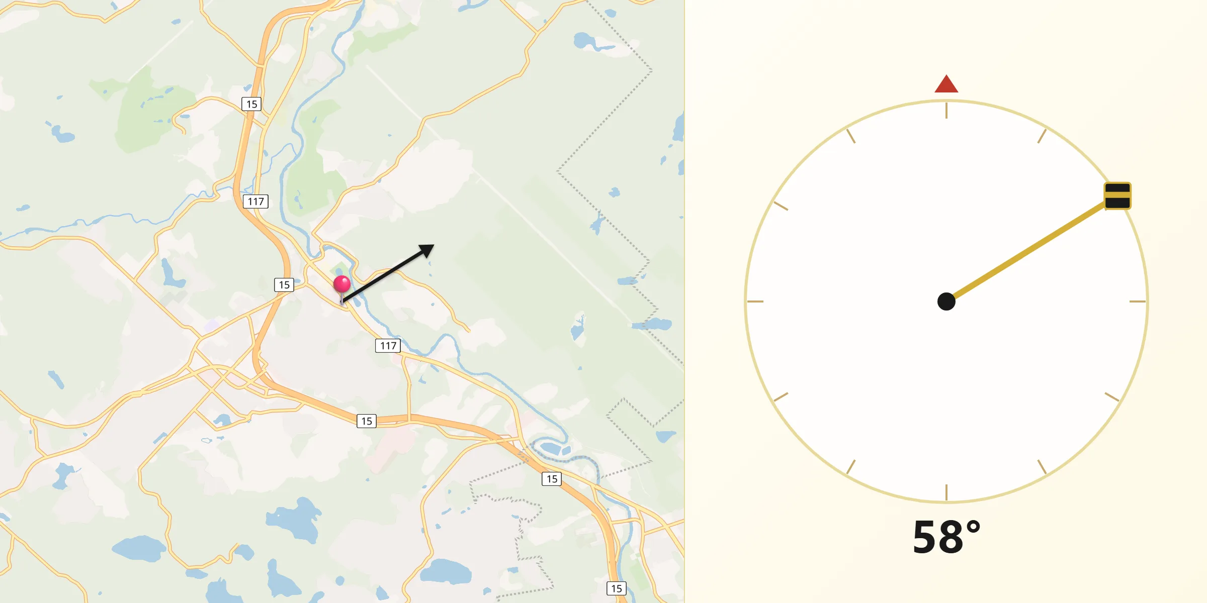 Qibla Direction from Piedmont
