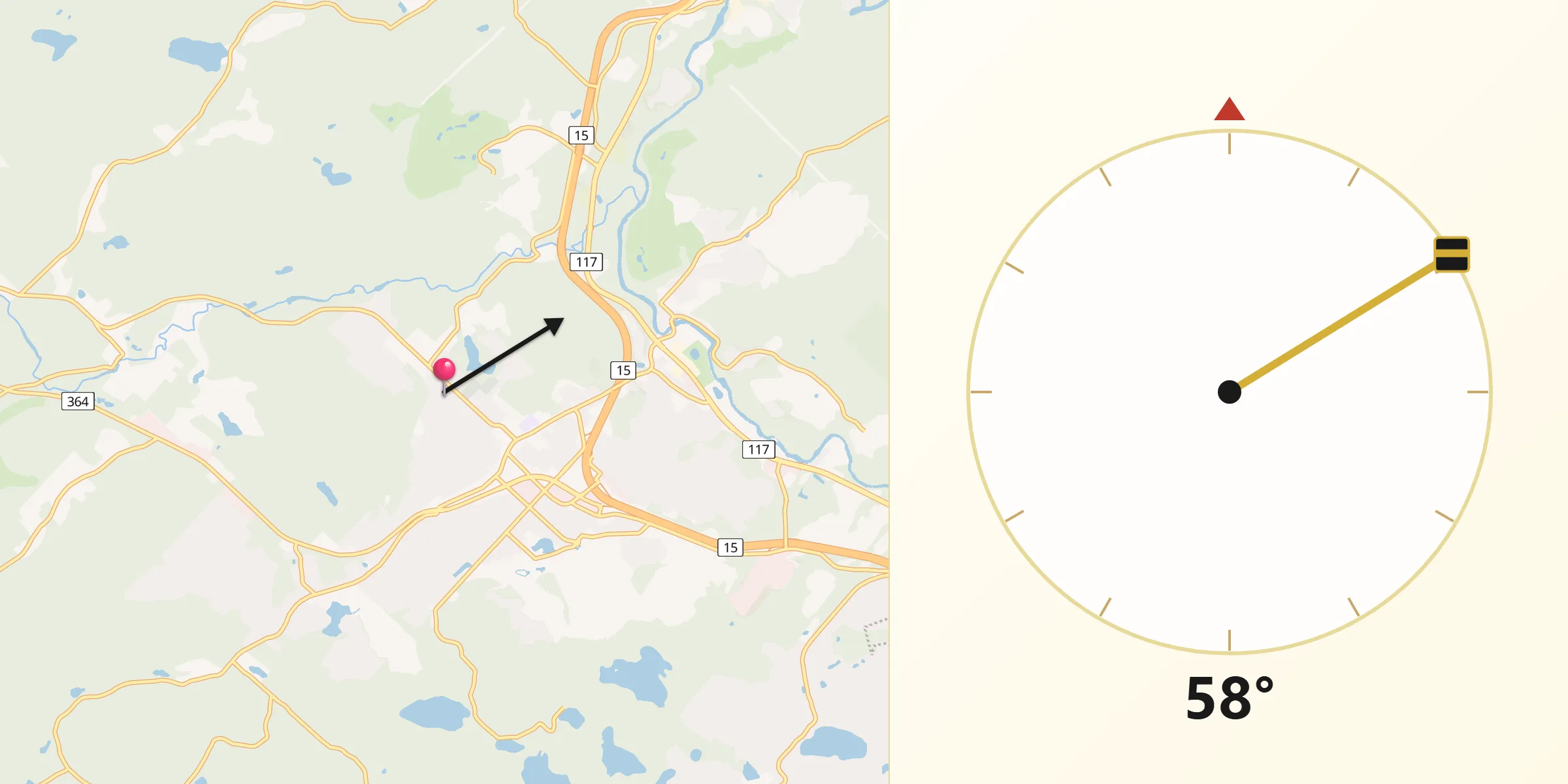 Qibla Direction from Saint-Sauveur-des-Monts
