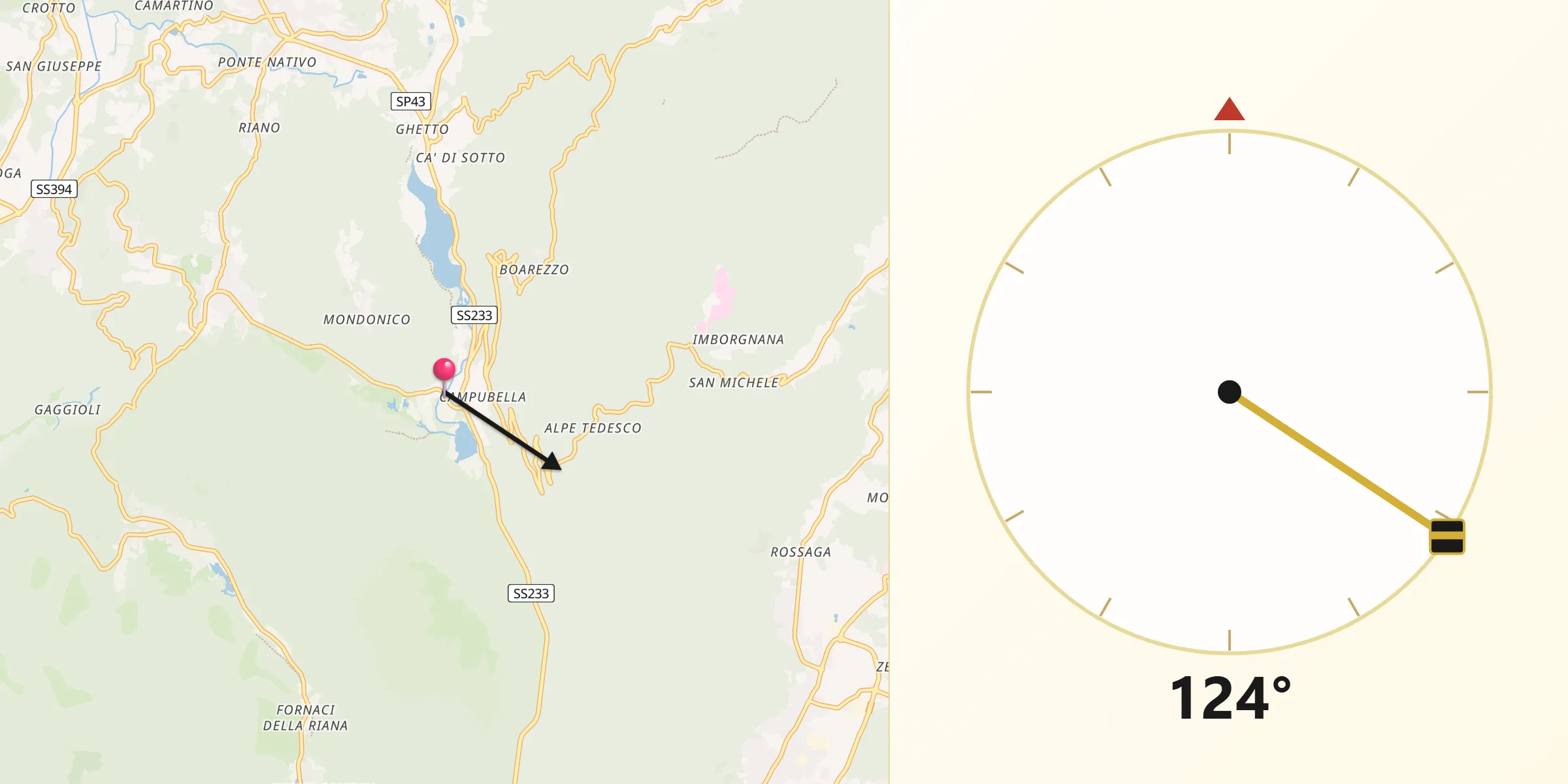 Direzione della Qibla da Valganna