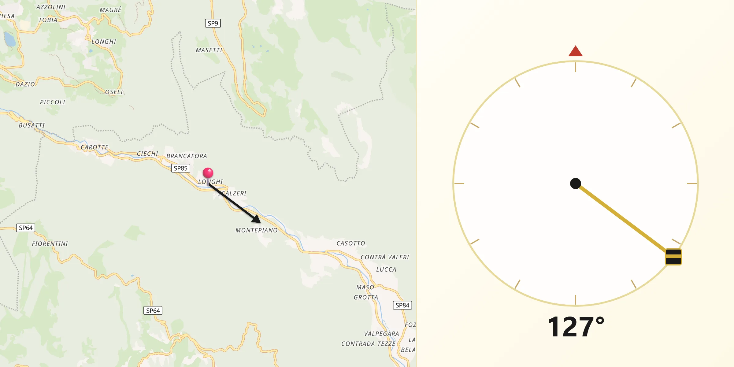 Direzione della Qibla da Pedemonte
