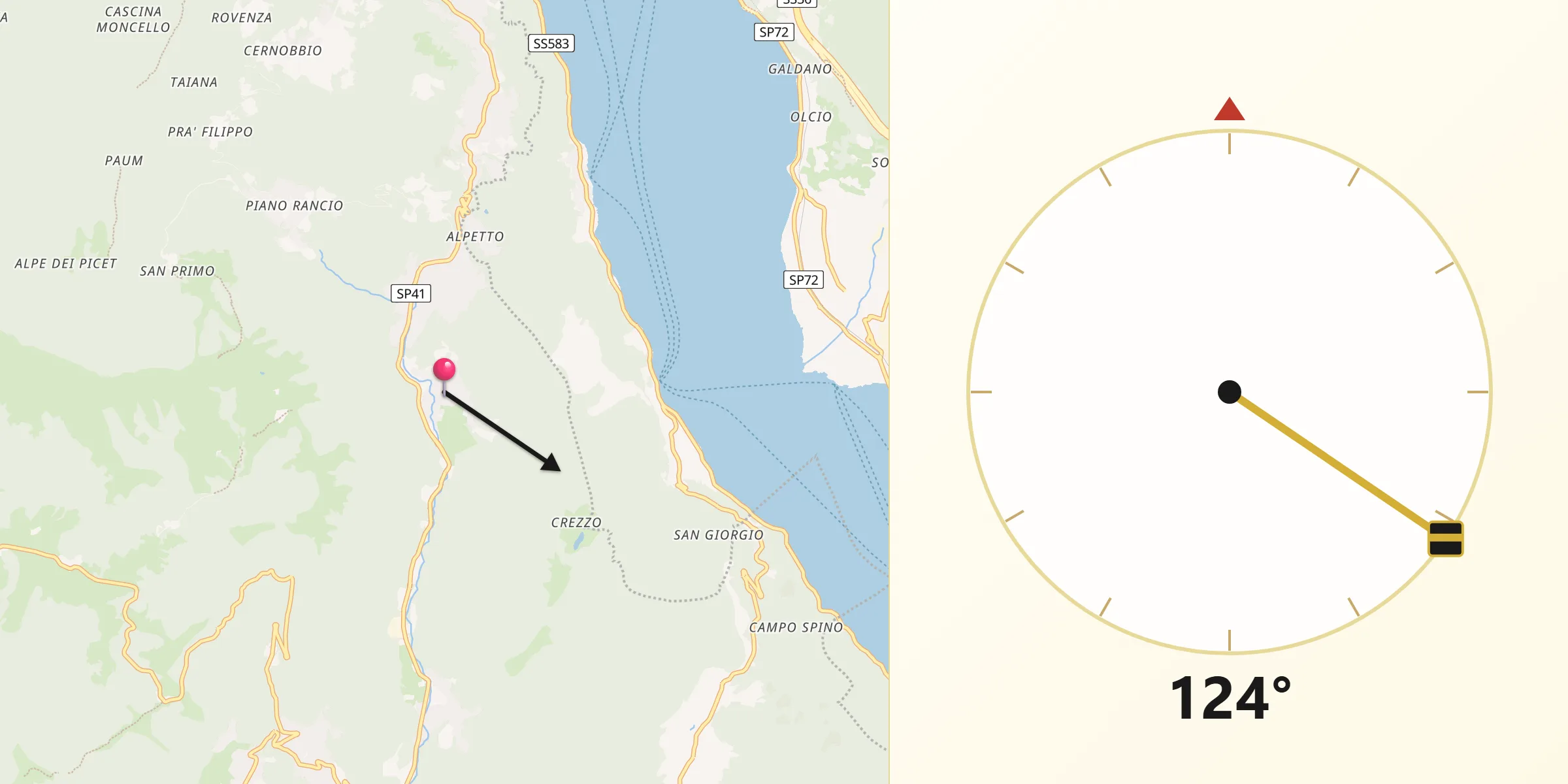 Direzione della Qibla da Barni