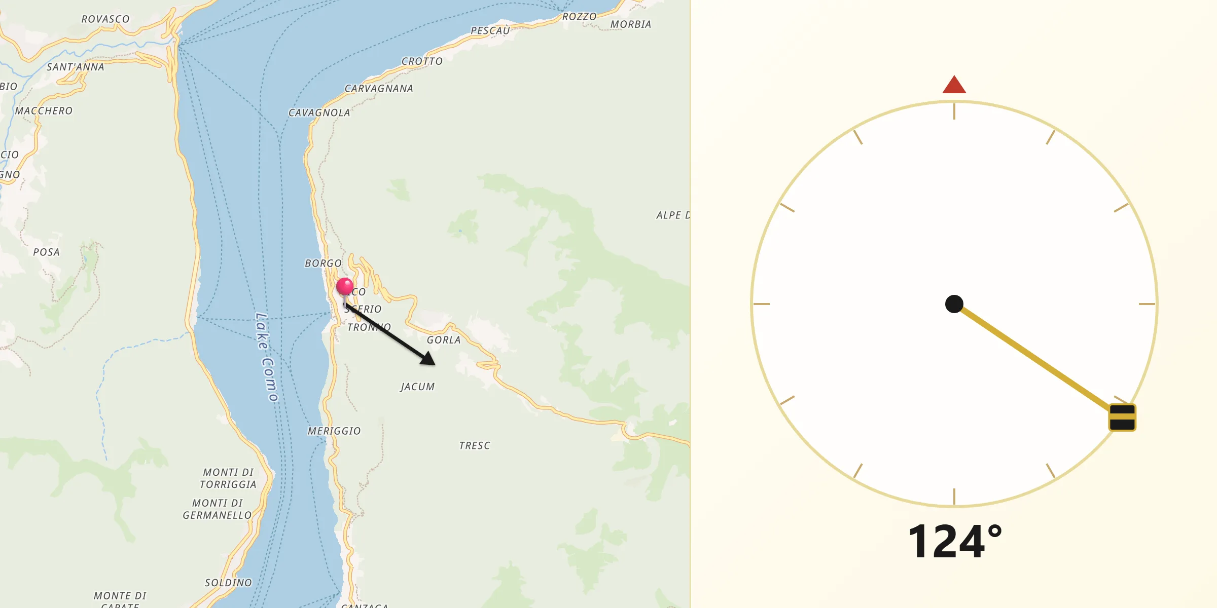 Direzione della Qibla da Nesso