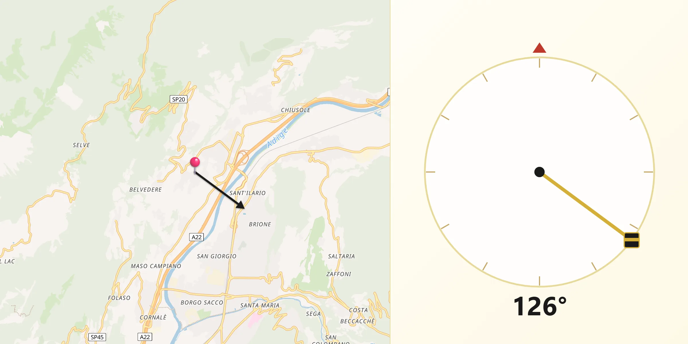 Direzione della Qibla da Nogaredo