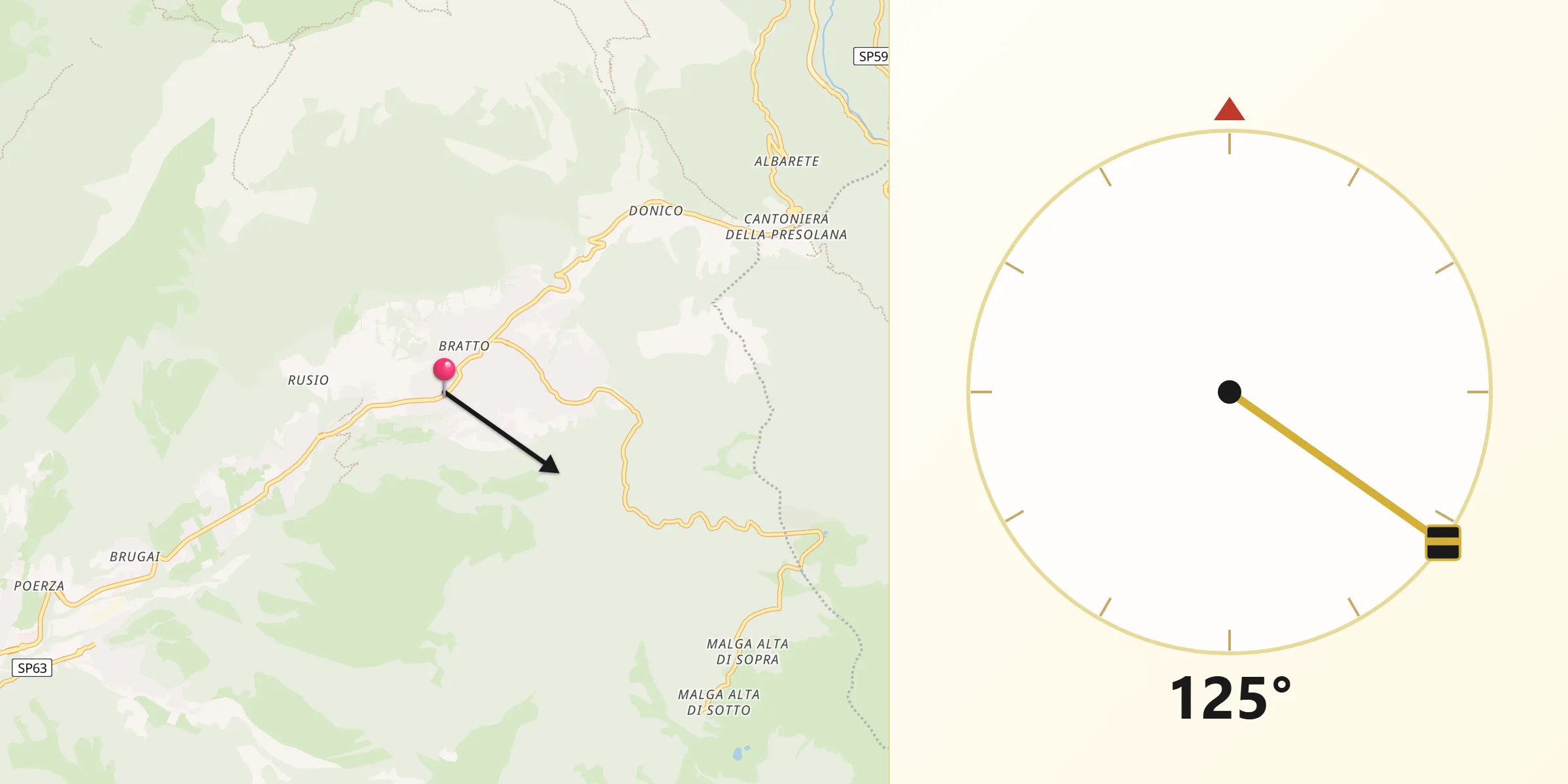 Direzione della Qibla da Castione della Presolana