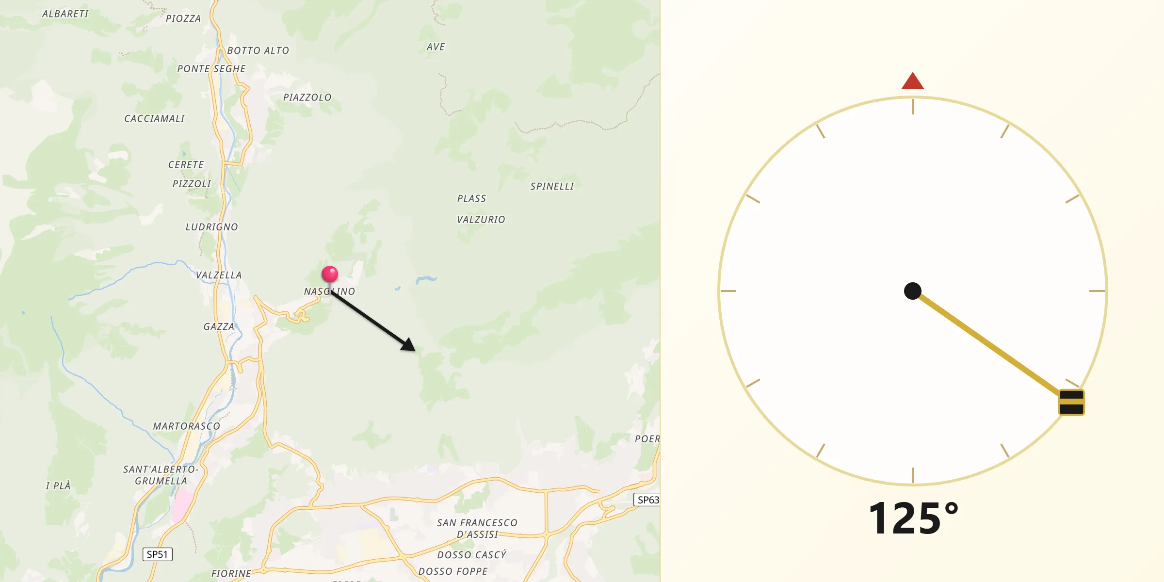 Direzione della Qibla da Oltressenda Alta