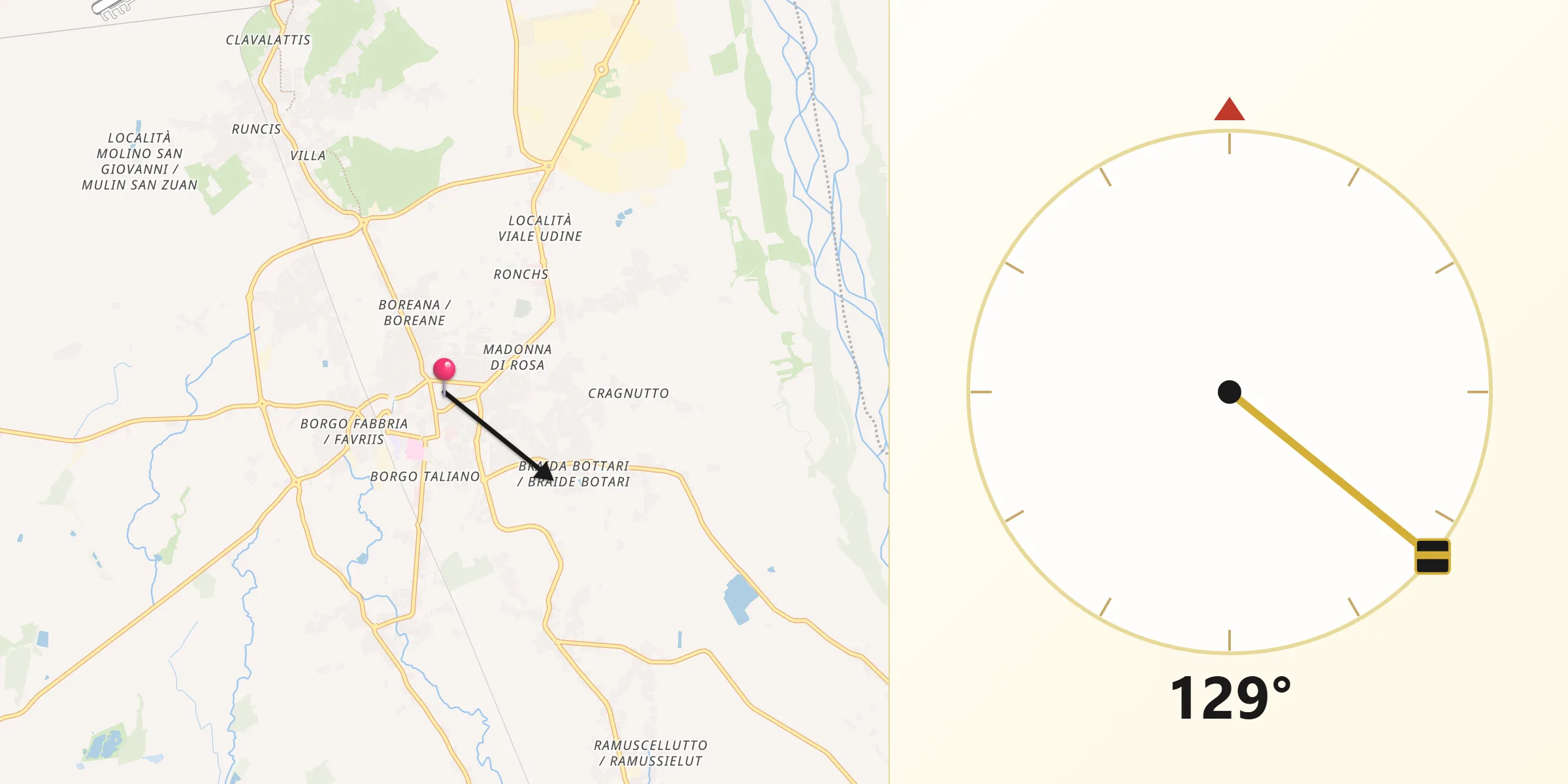 Direzione della Qibla da San Vito al Tagliamento