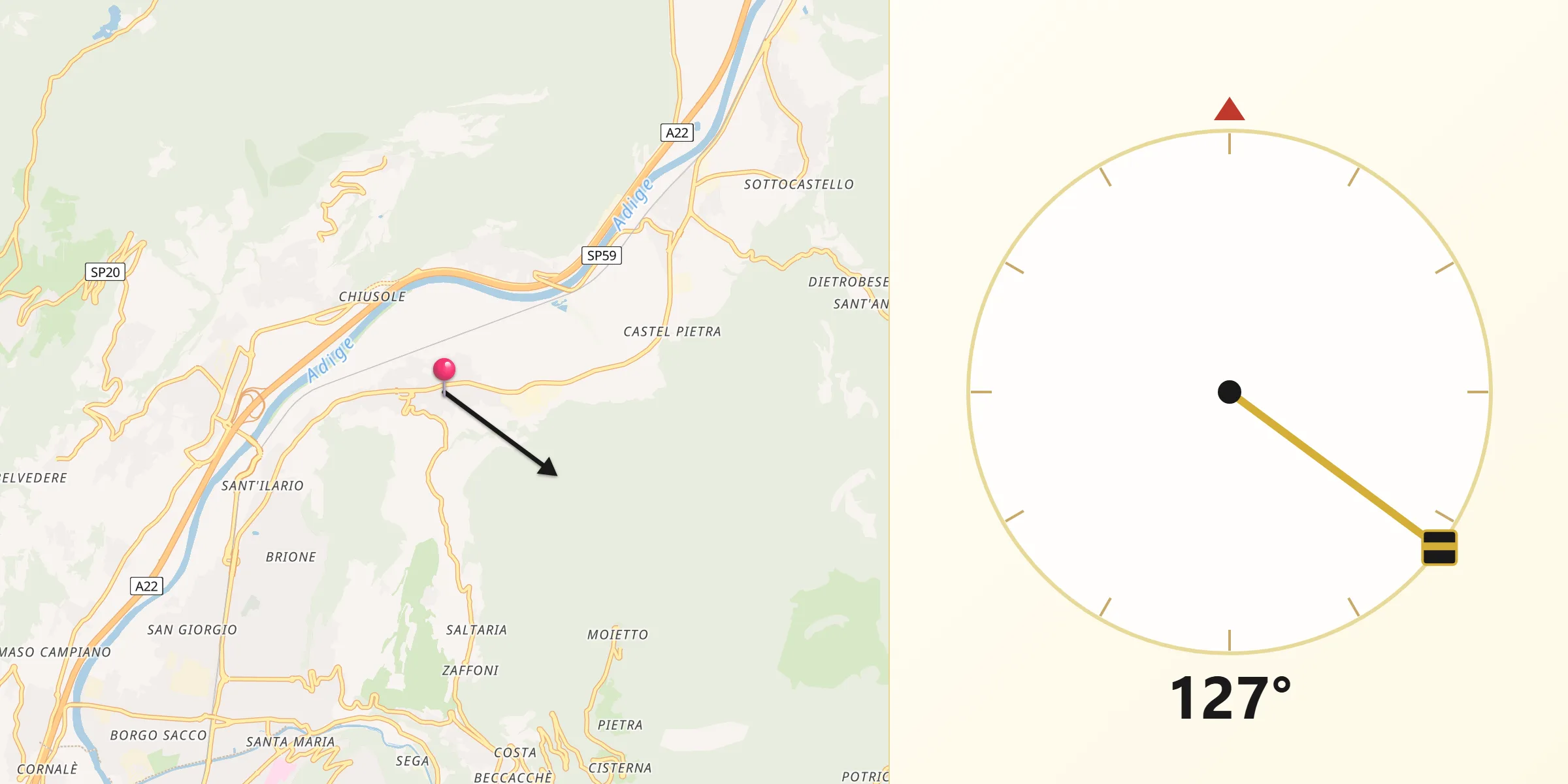 Direzione della Qibla da Volano