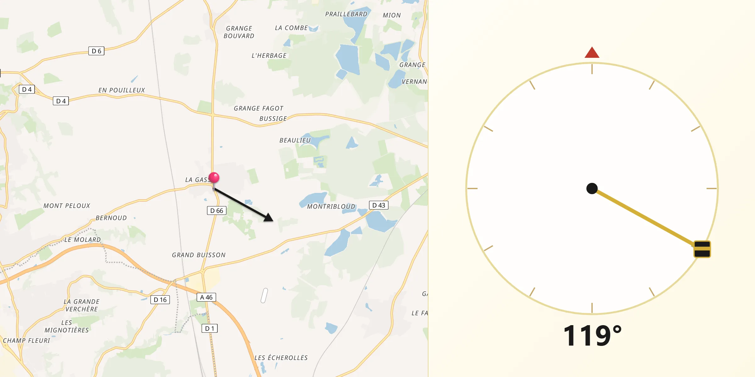 Direction vers la Qibla depuis Civrieux
