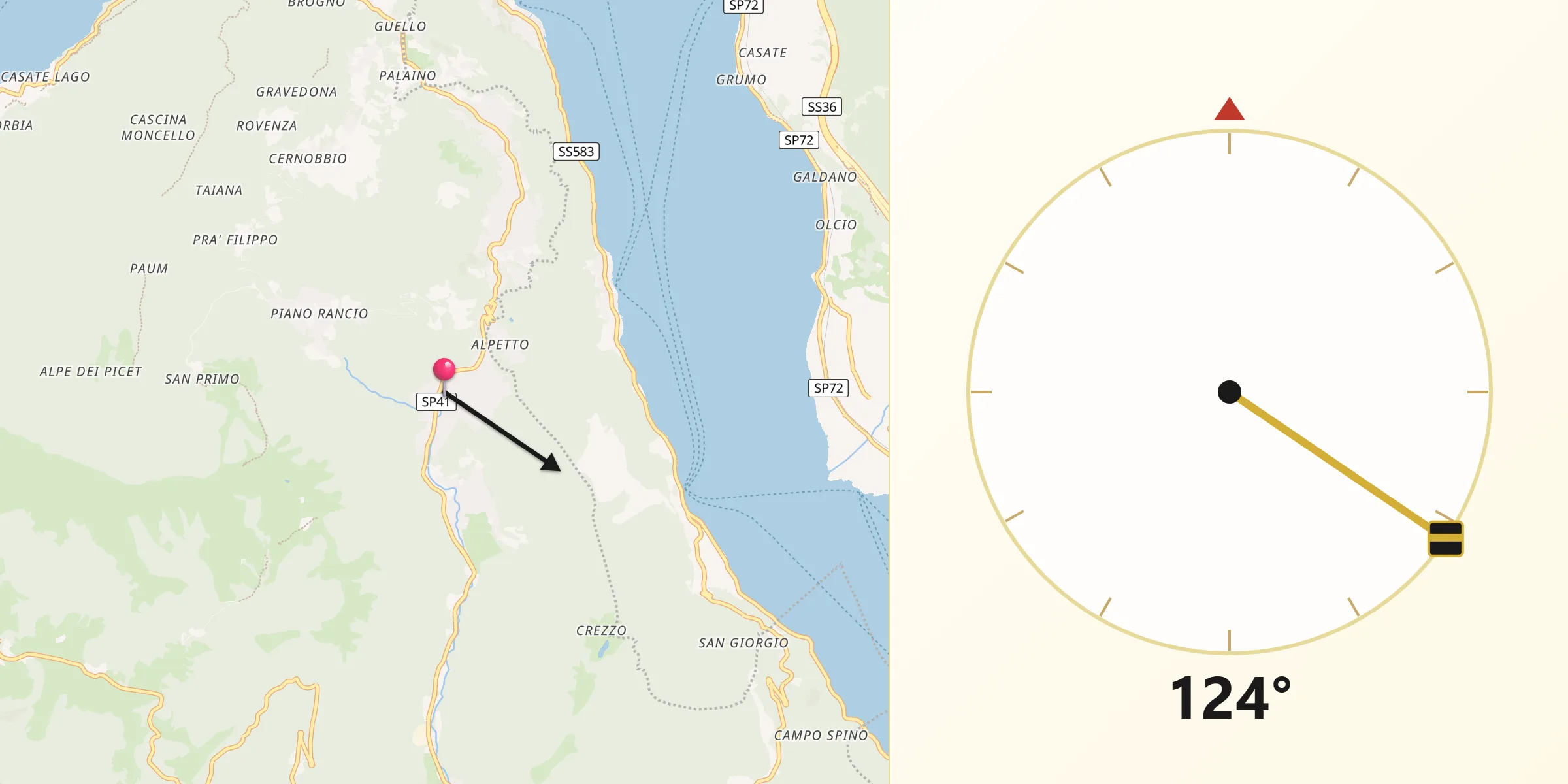 Direzione della Qibla da Magreglio