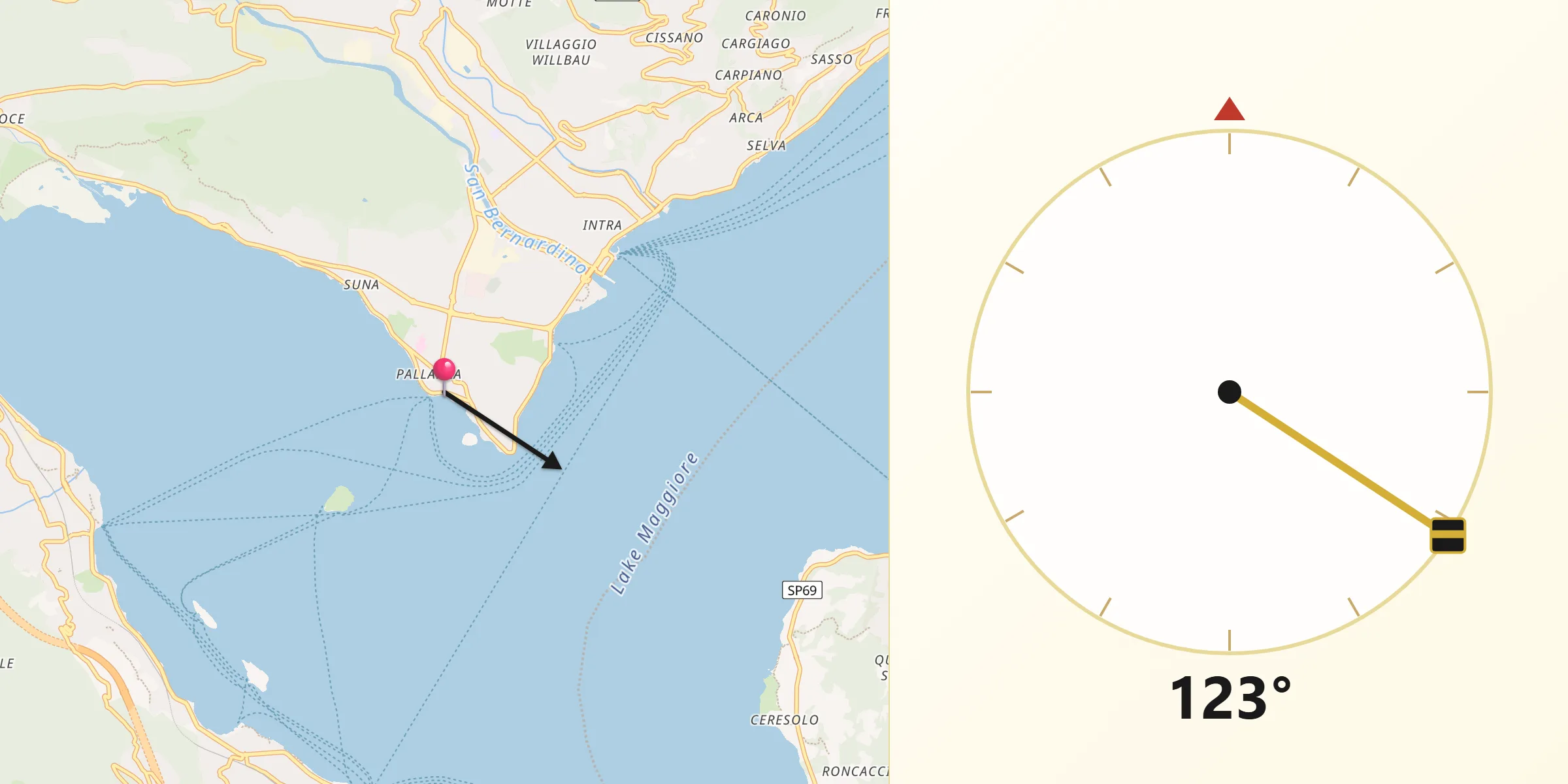 Direzione della Qibla da Verbania