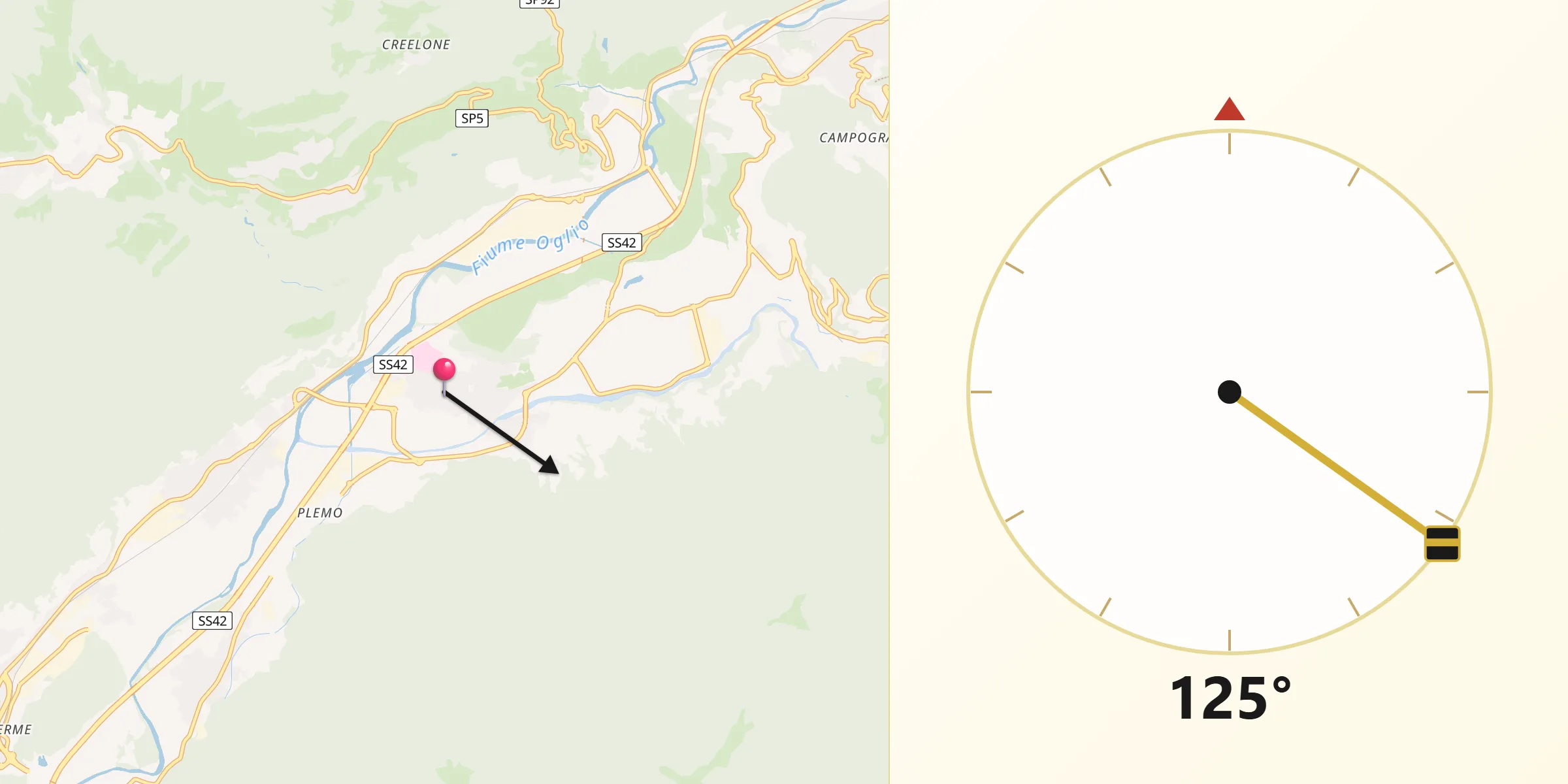 Direzione della Qibla da Esine