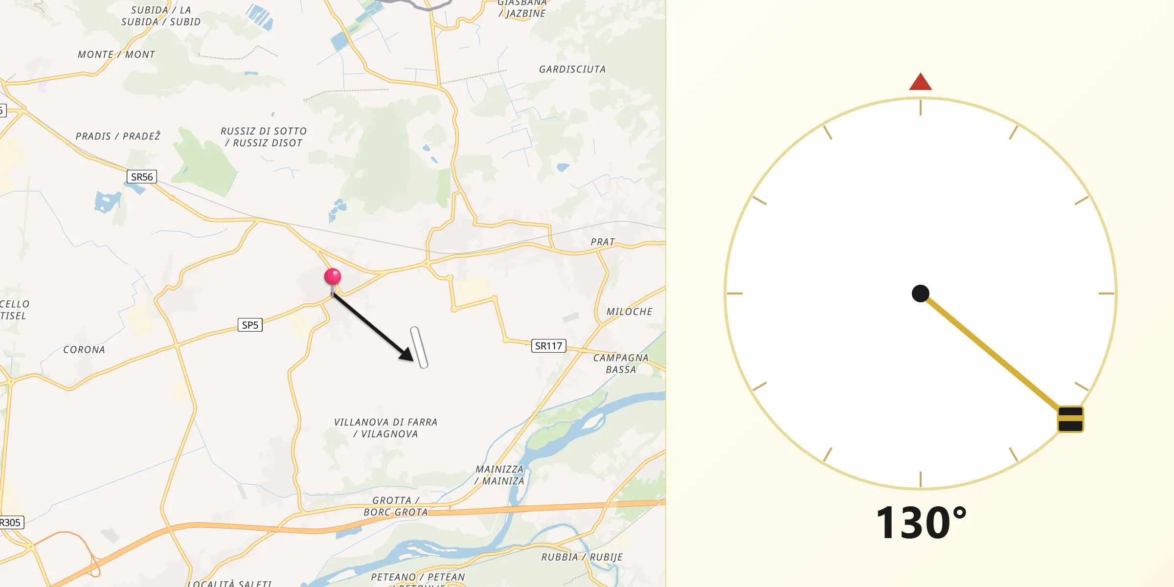 Direzione della Qibla da San Lorenzo Isontino