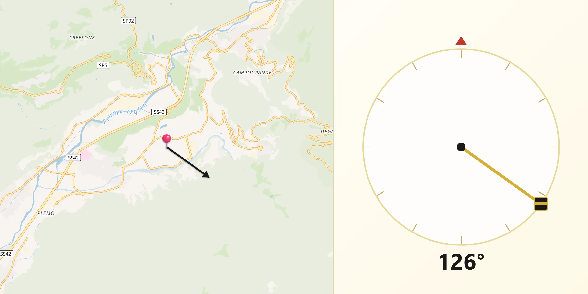 Direzione della Qibla da Berzo Inferiore