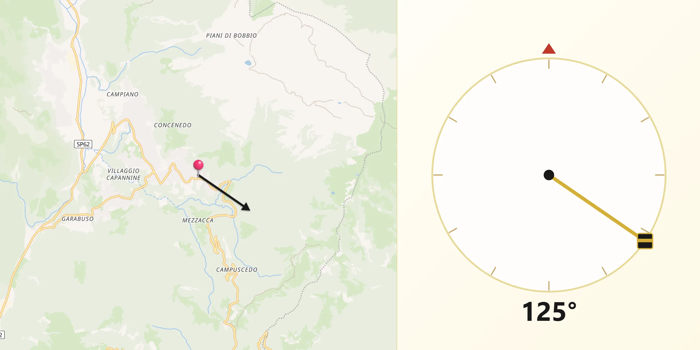 Direzione della Qibla da Moggio