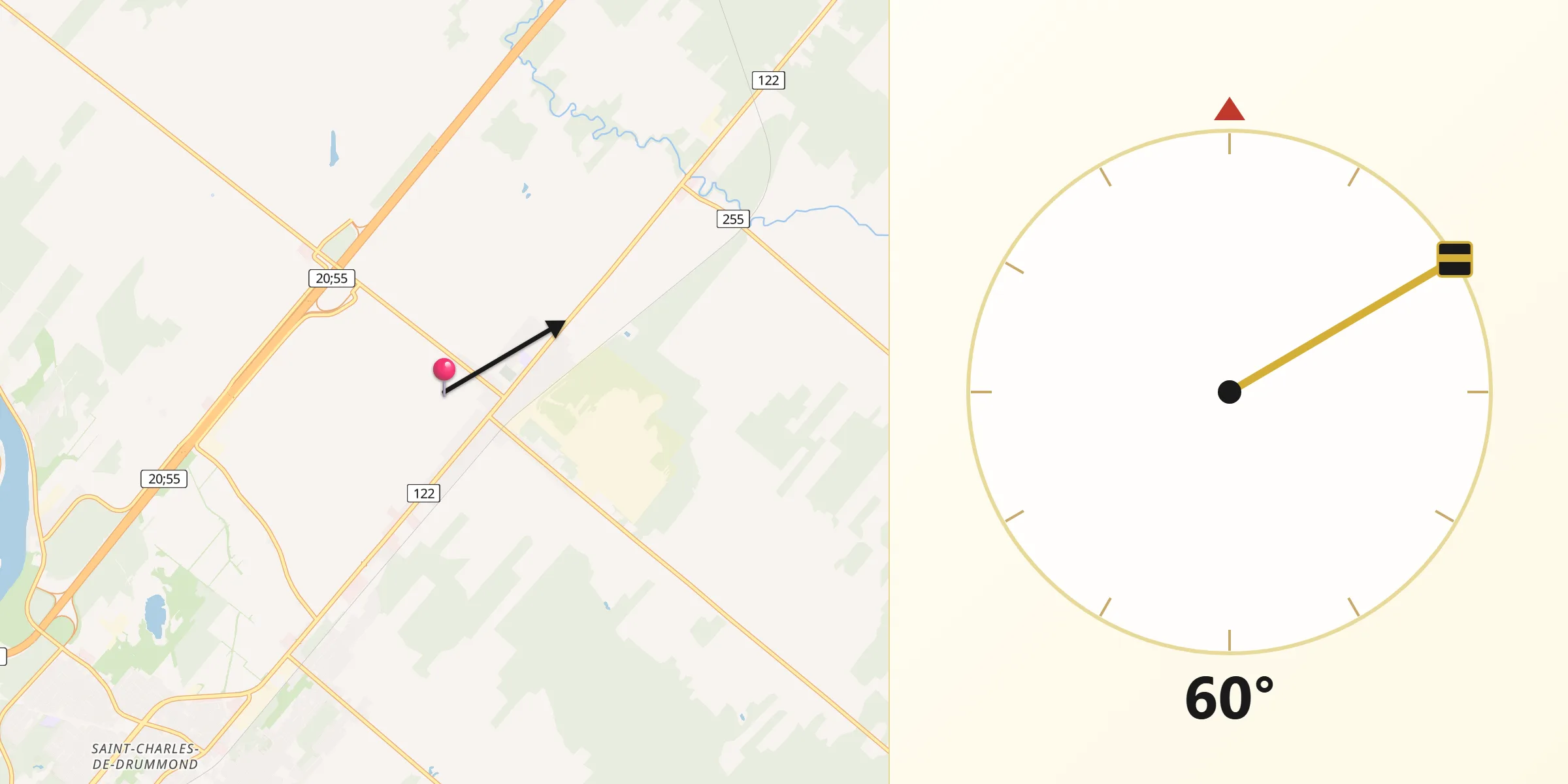 Qibla Direction from Saint-Cyrille-de-Wendover