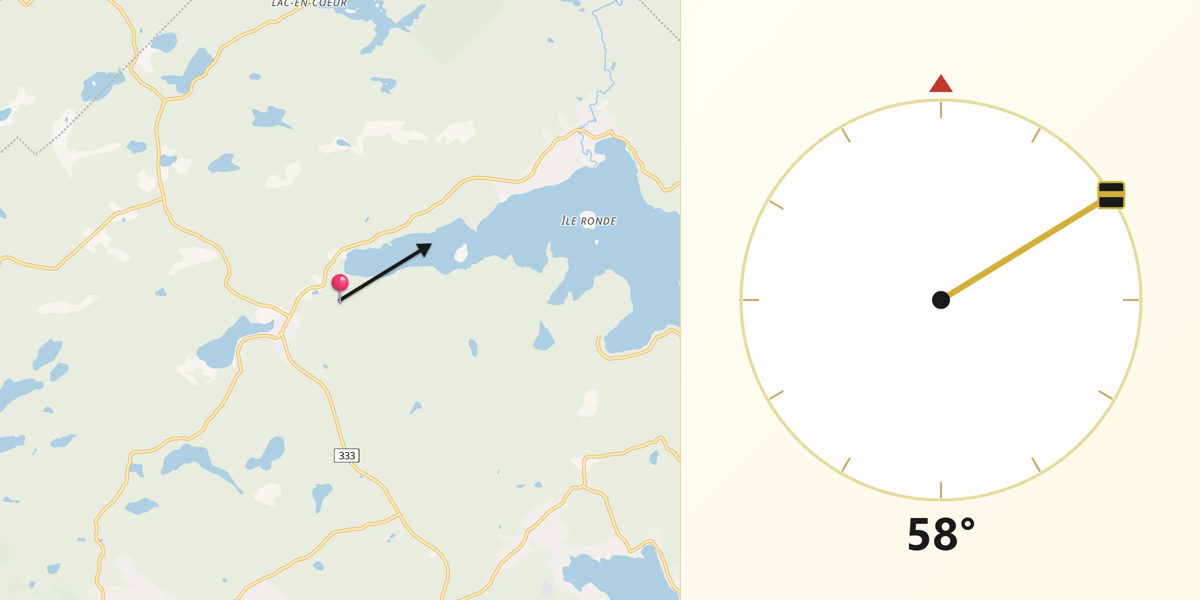 Qibla Direction from Saint-Hippolyte
