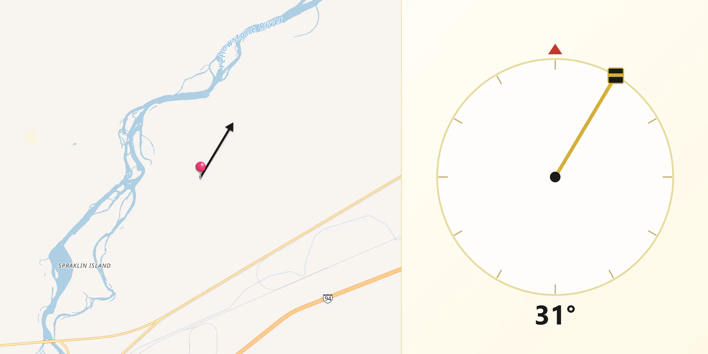 Qibla Direction from Yellowstone