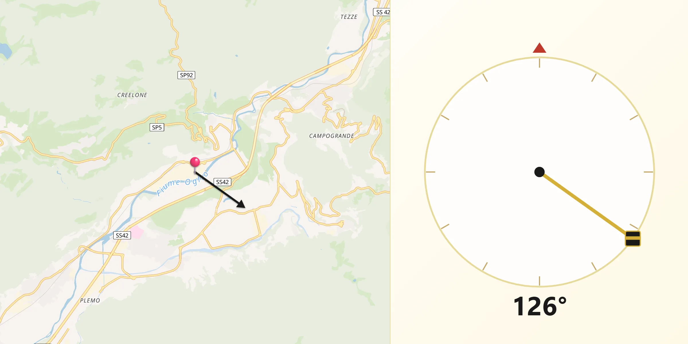 Direzione della Qibla da Cividate Camuno