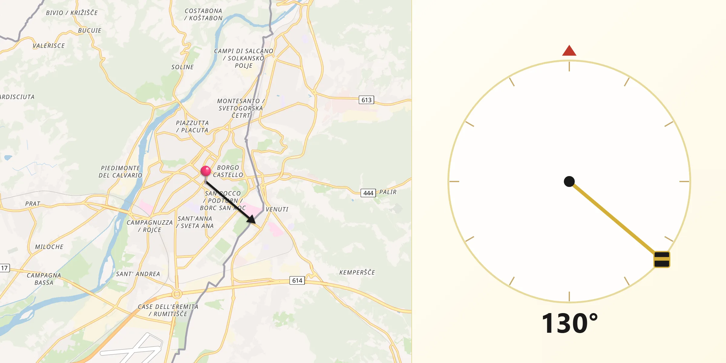 Direzione della Qibla da Gorizia