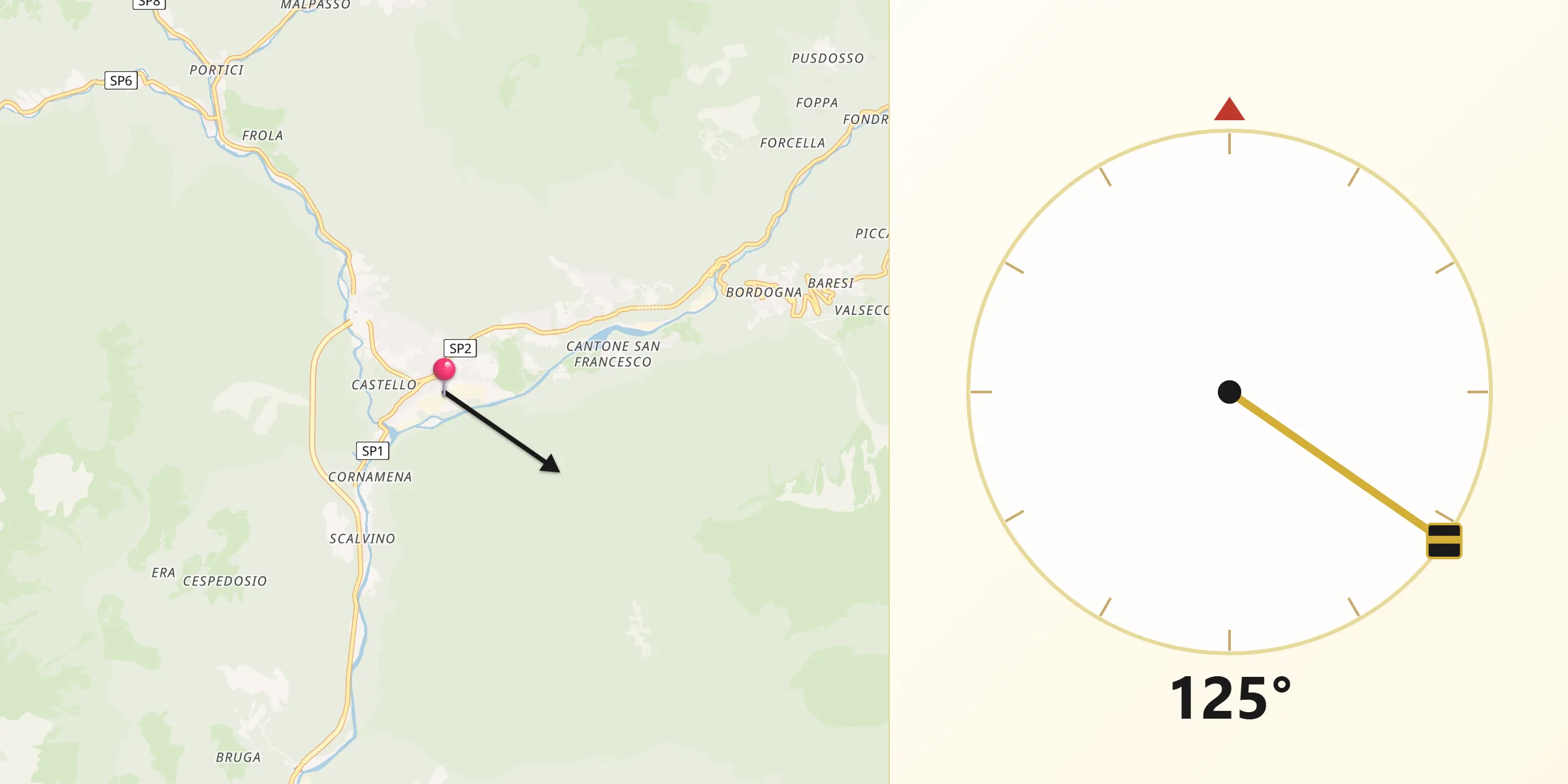 Direzione della Qibla da Lenna