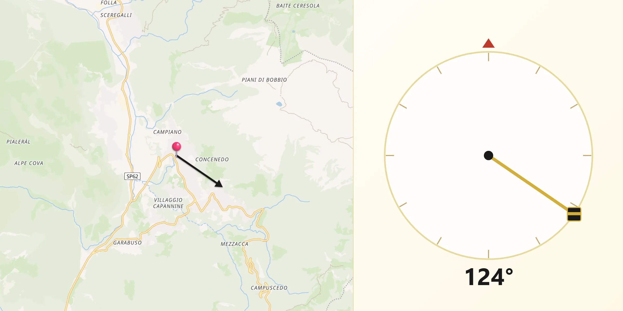 Direzione della Qibla da Barzio