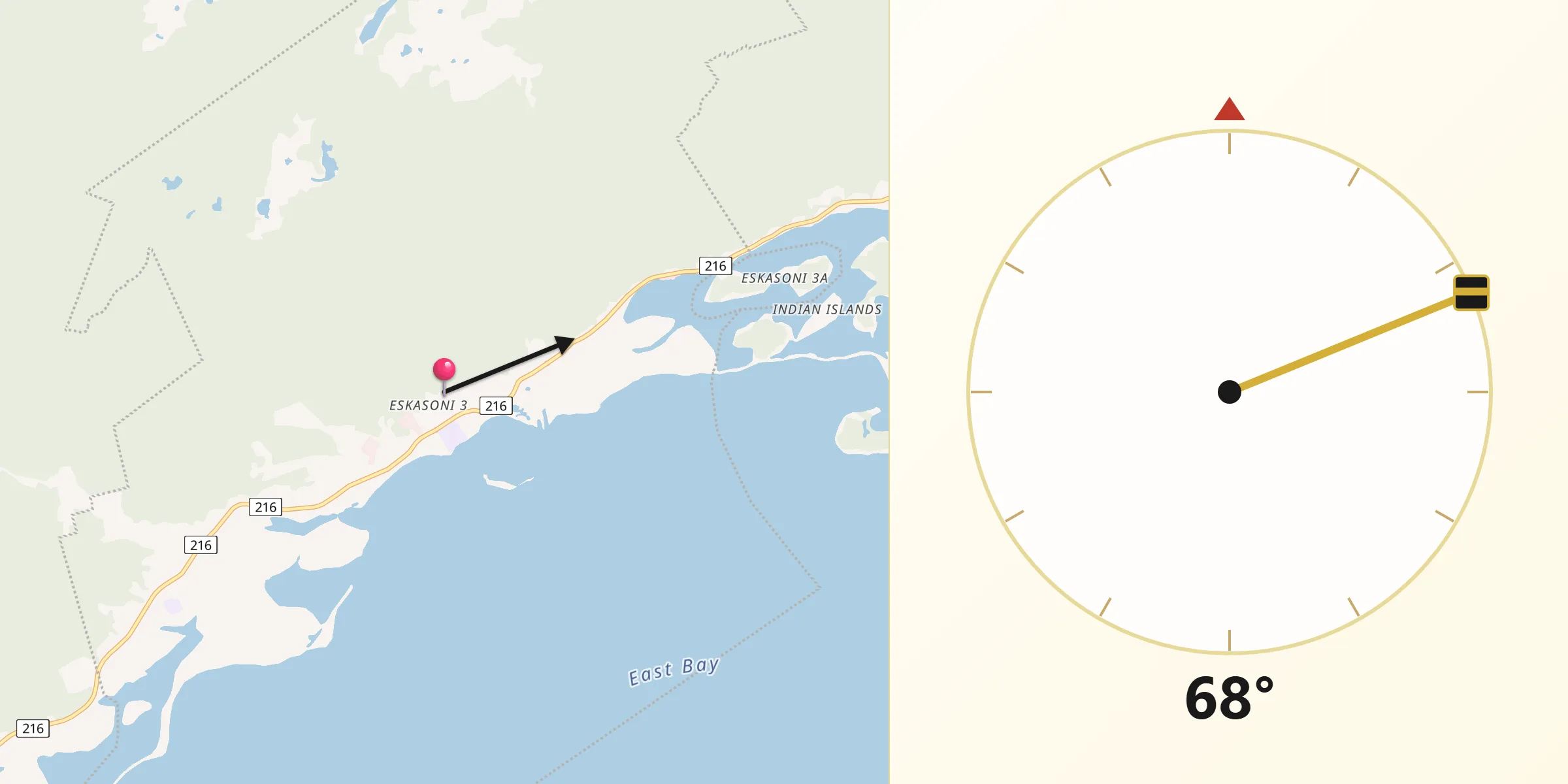 Qibla Direction from Eskasoni 3