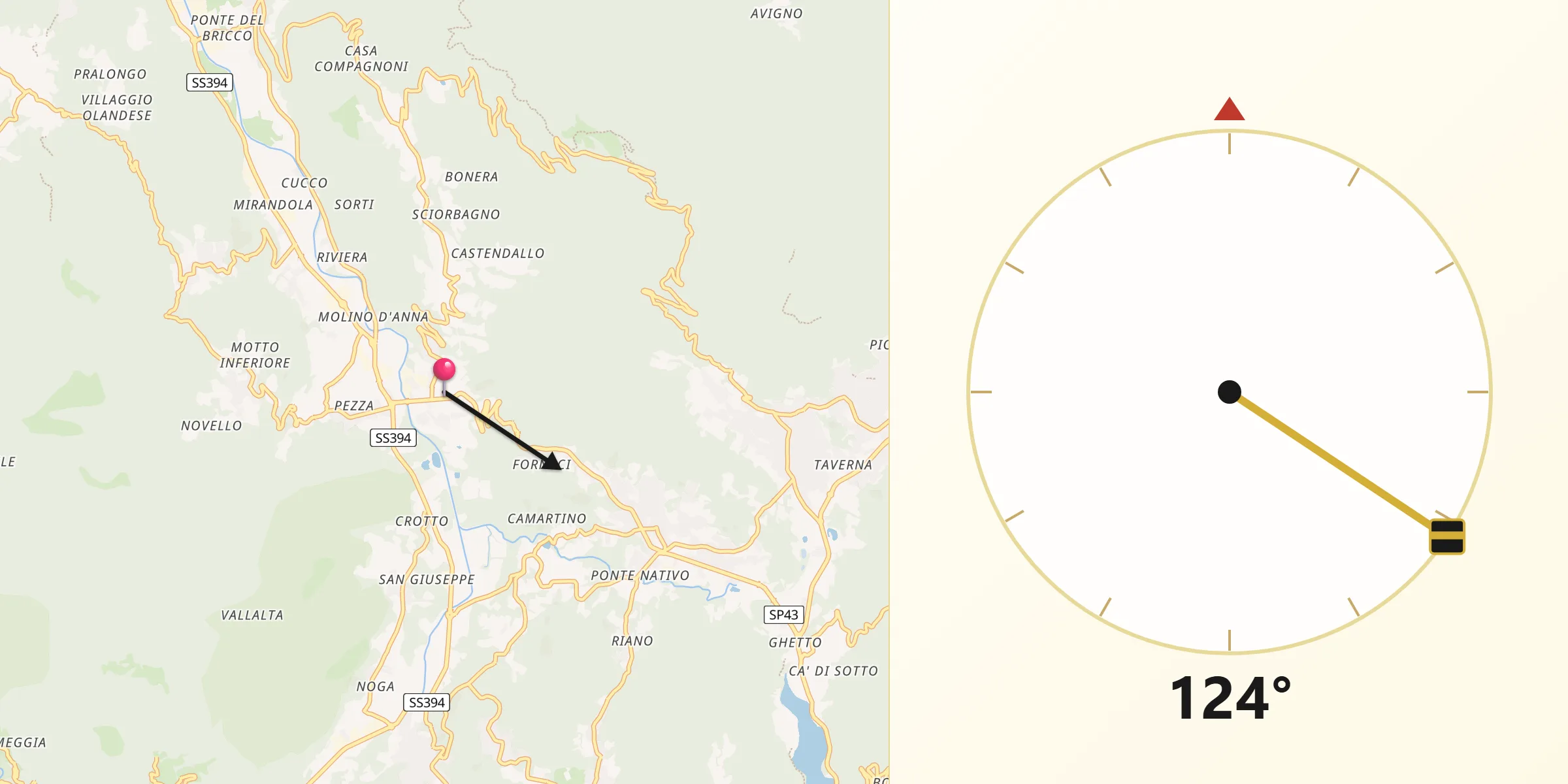 Direzione della Qibla da Grantola