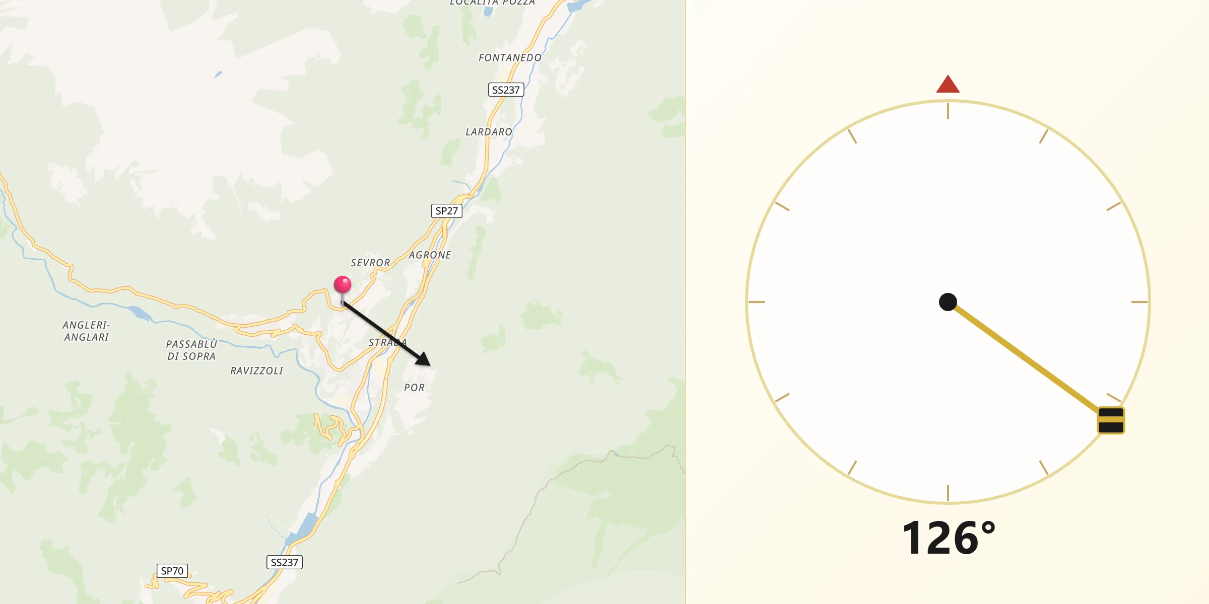 Direzione della Qibla da Praso