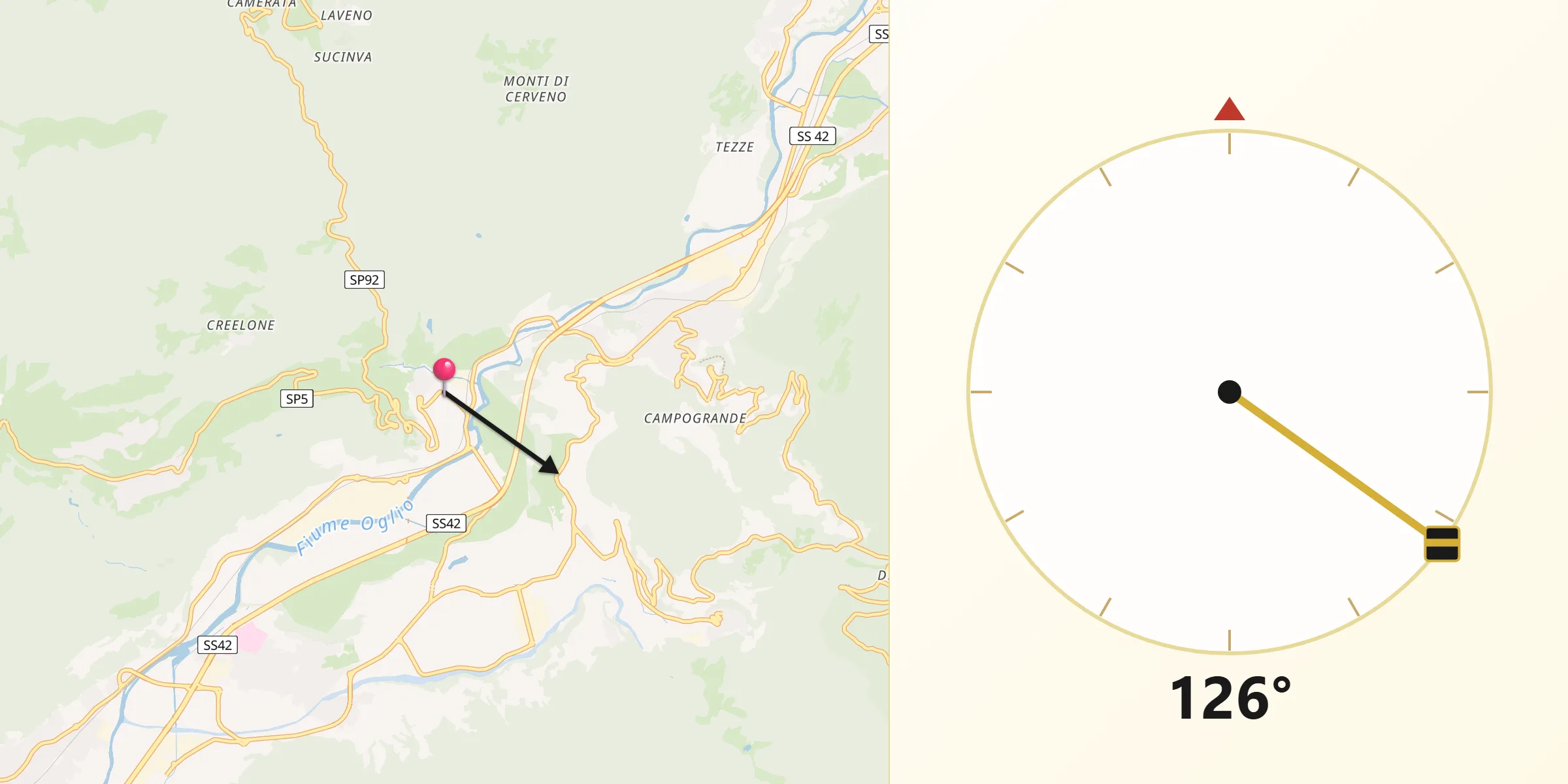 Direzione della Qibla da Malegno