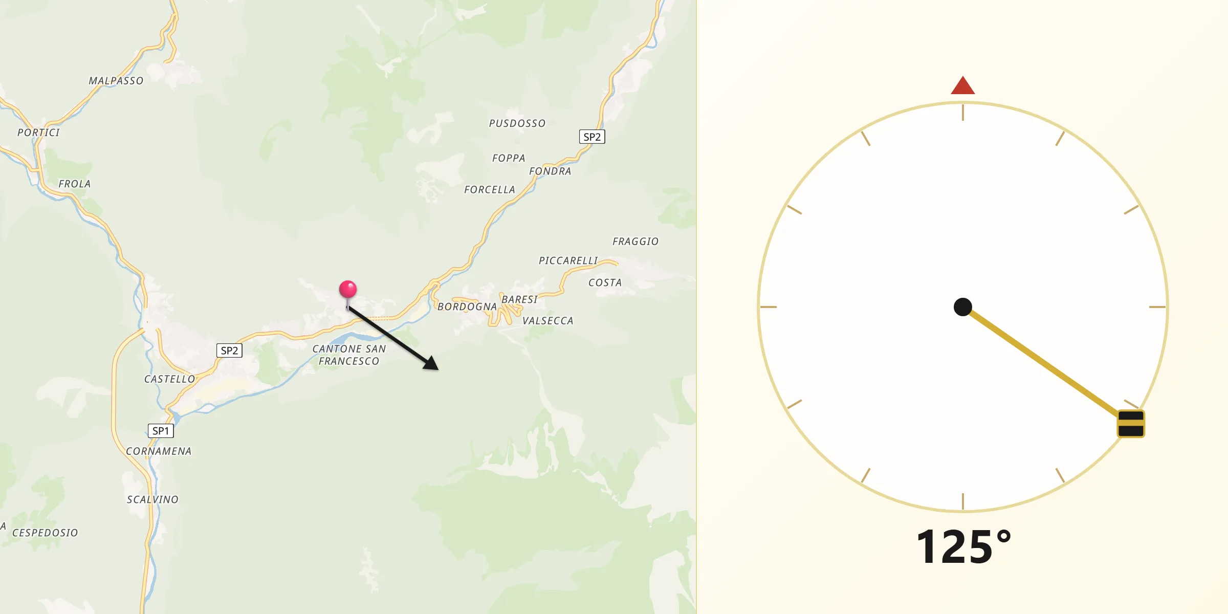 Direzione della Qibla da Moio de' Calvi