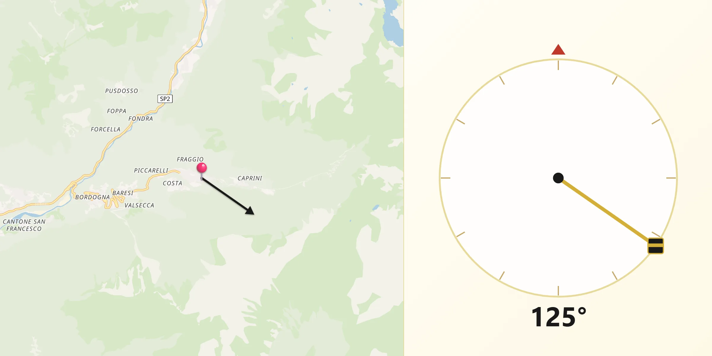 Direzione della Qibla da Roncobello