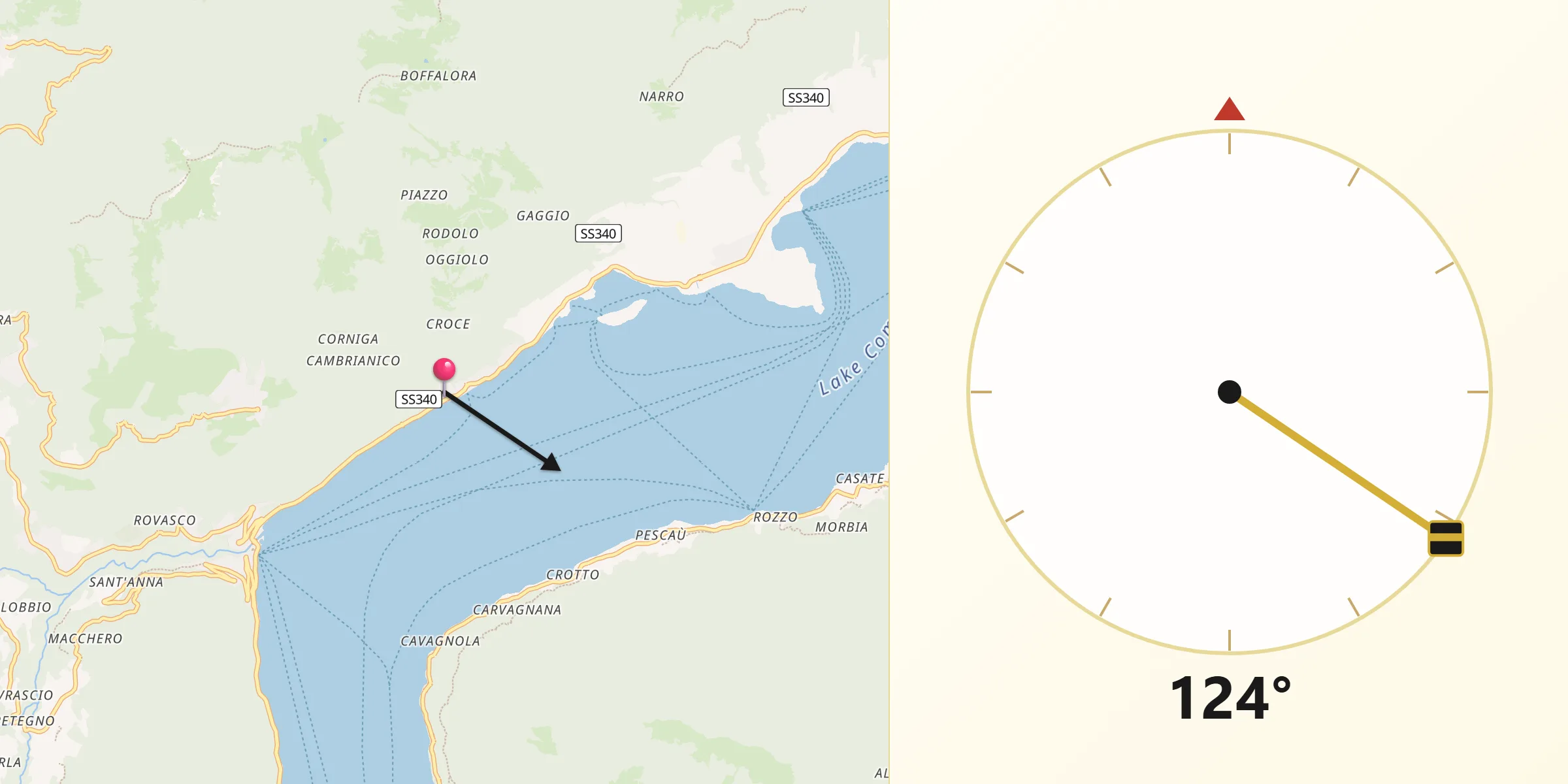 Direzione della Qibla da Colonno