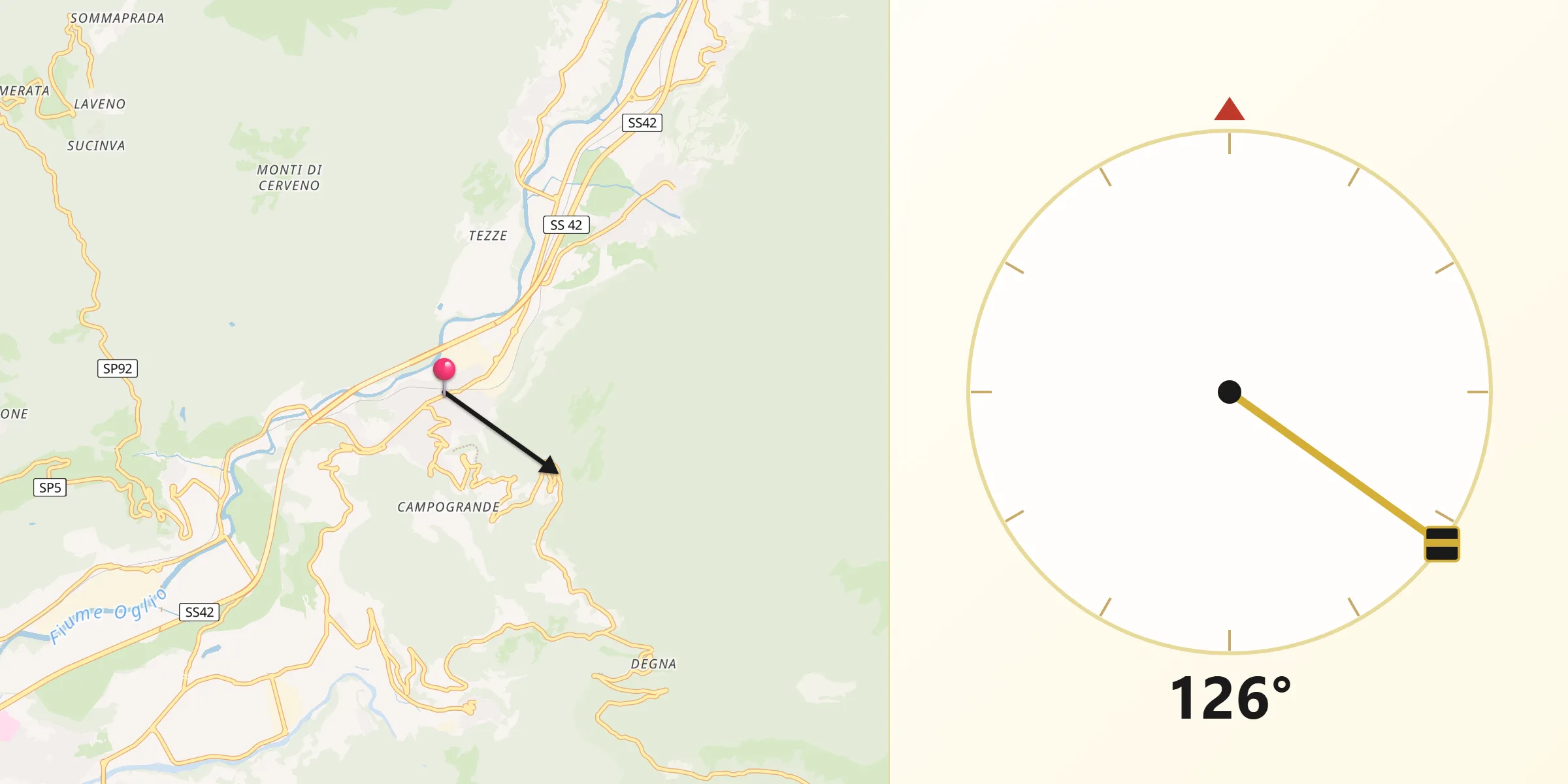 Direzione della Qibla da Breno