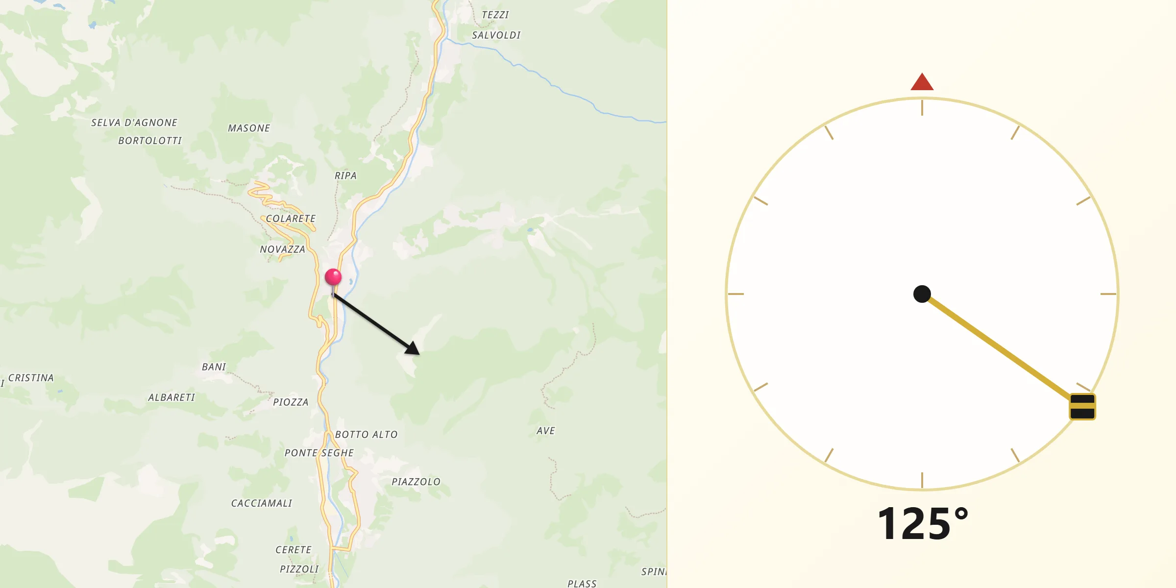 Direzione della Qibla da Gromo