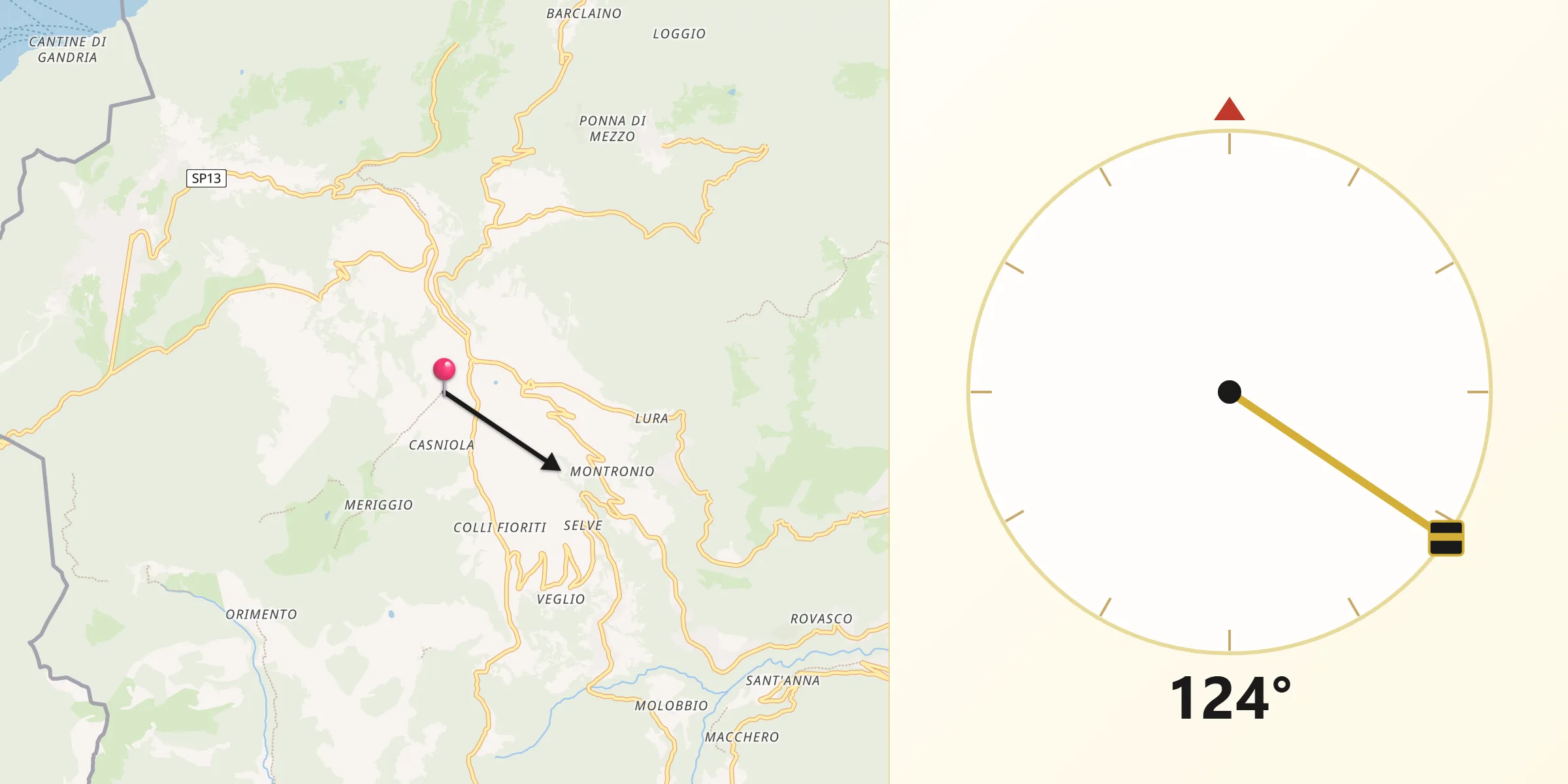 Direzione della Qibla da San Fedele Superiore