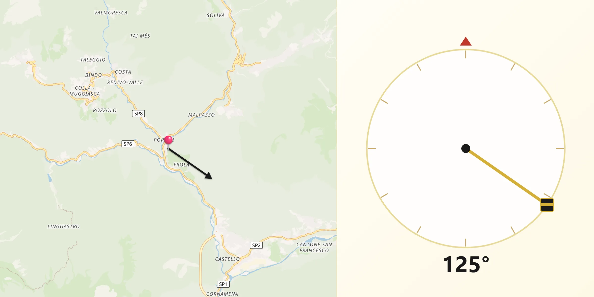 Direzione della Qibla da Olmo al Brembo