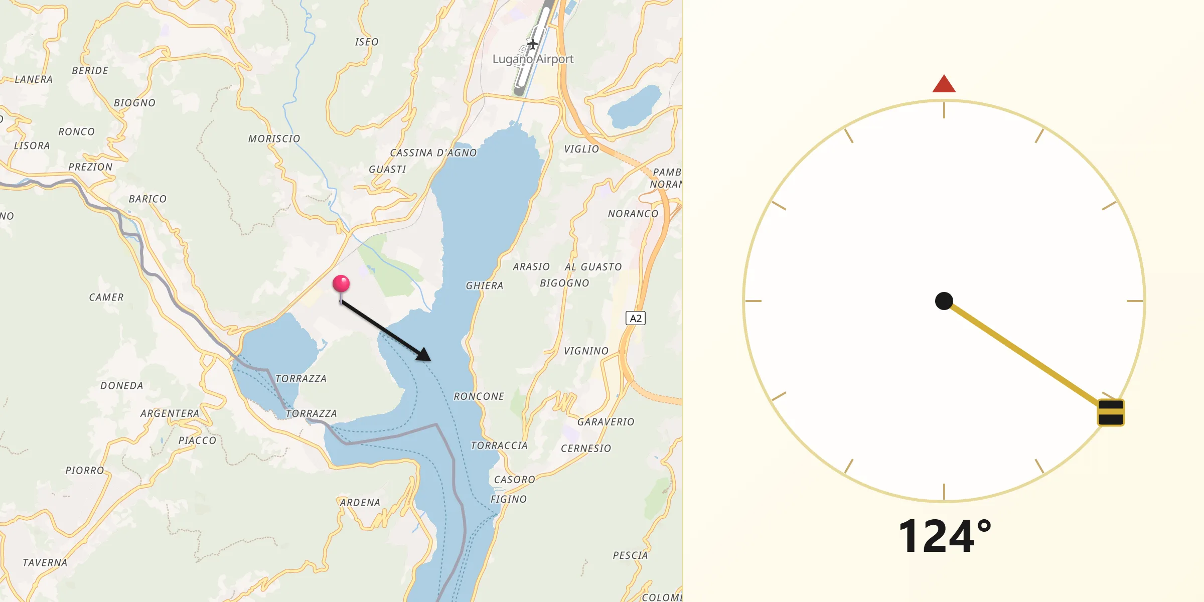 Direzione della Qibla da Caslano