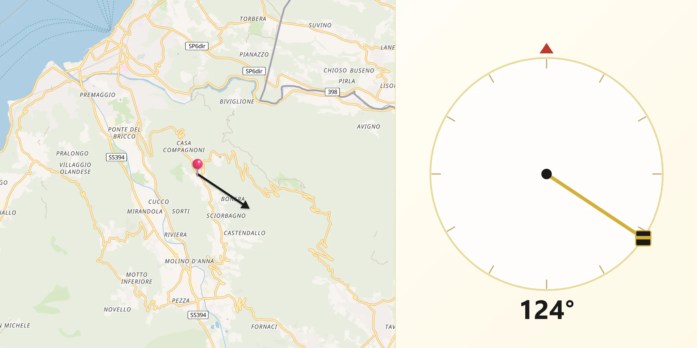 Direzione della Qibla da Montegrino Valtravaglia