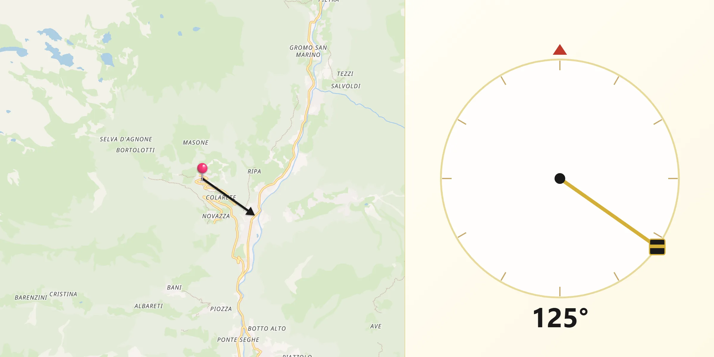 Direzione della Qibla da Valgoglio