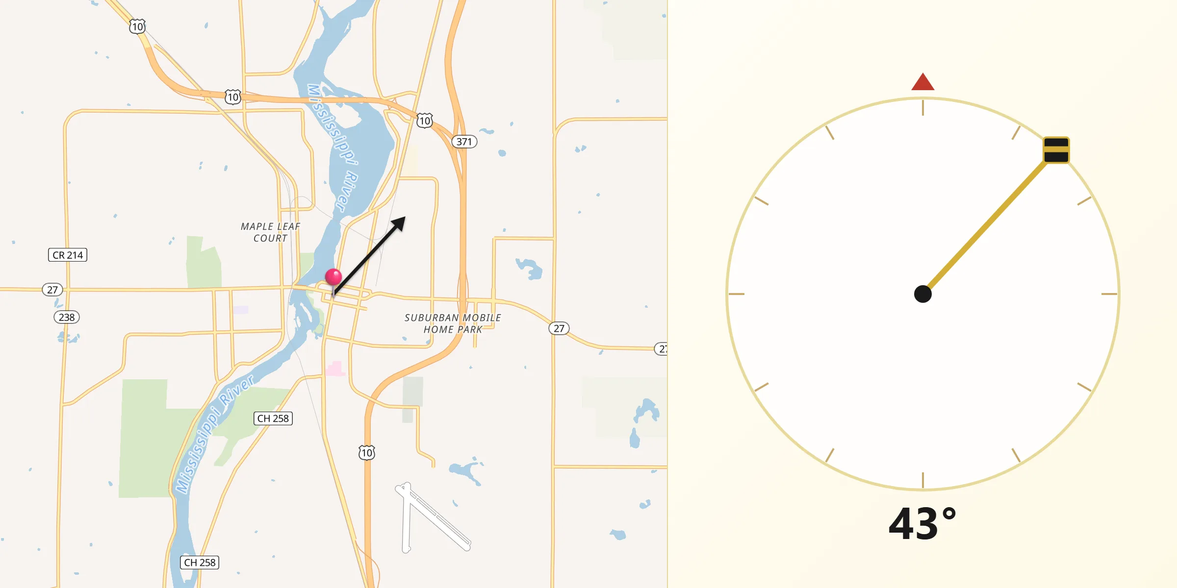 Qibla Direction from Little Falls