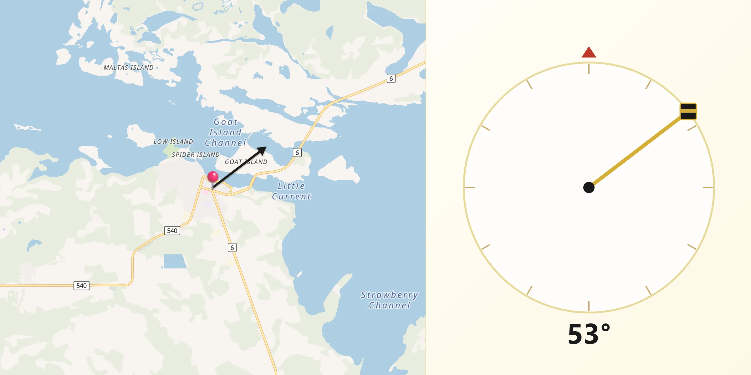 Qibla Direction from Little Current