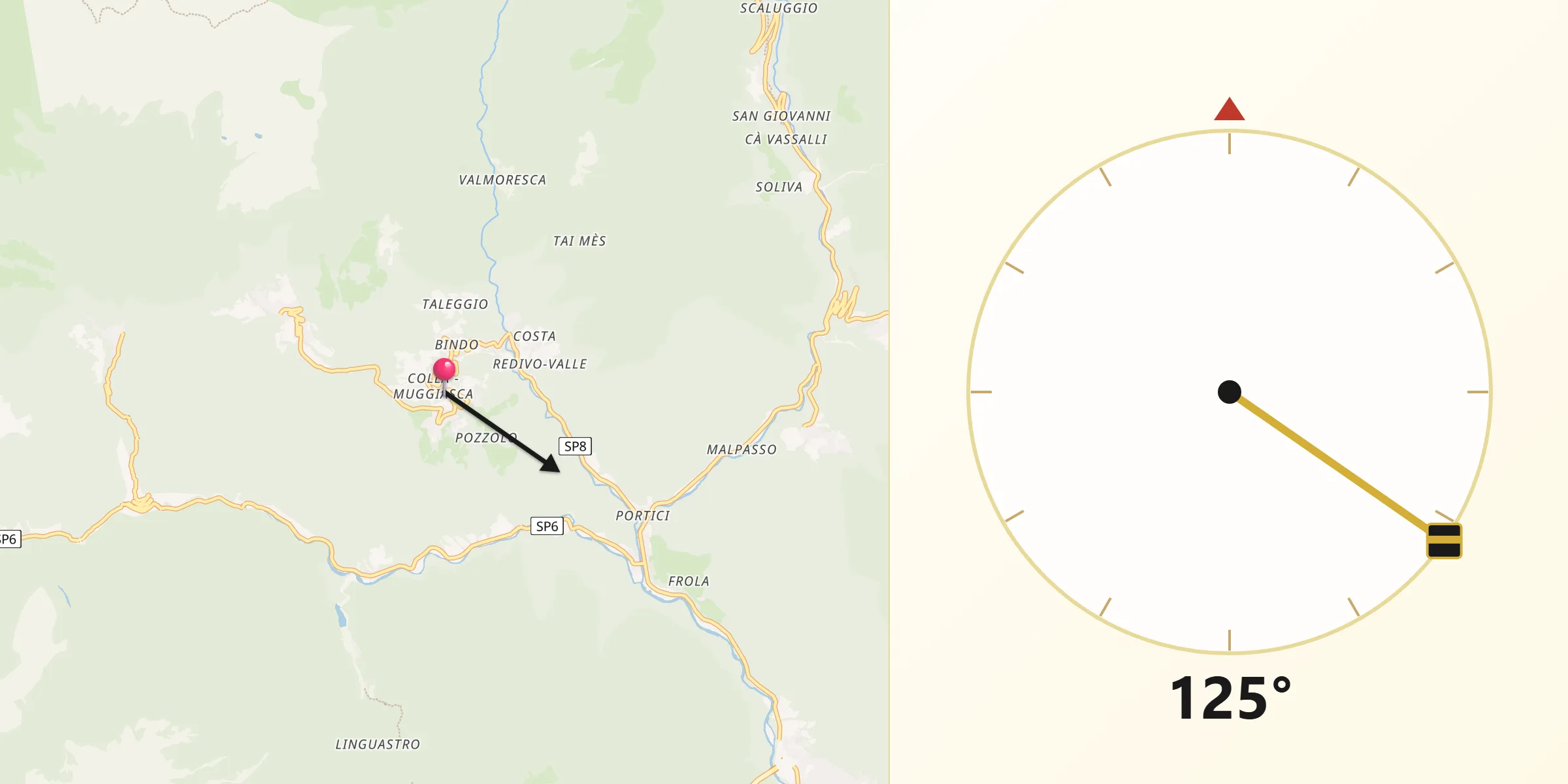 Direzione della Qibla da Colla-Muggiasca